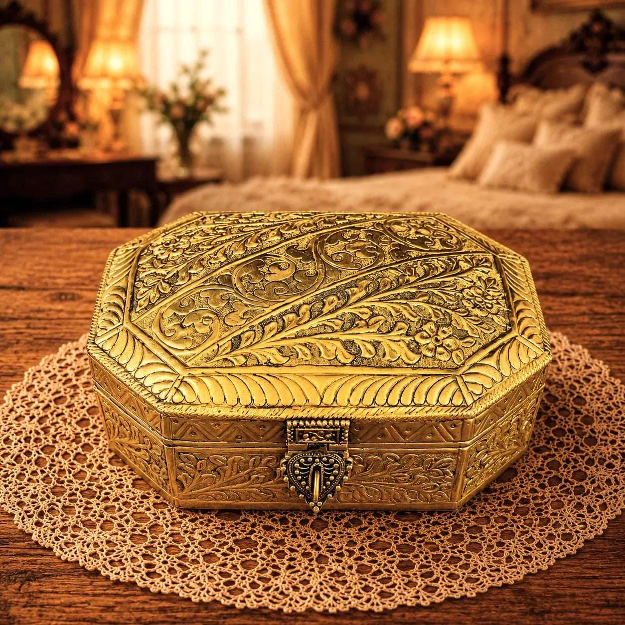 Brass Handcrafted Jewellery Box (3 Inch) - Image 6