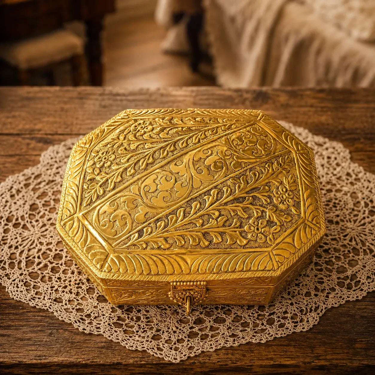 Brass Handcrafted Jewellery Box (3 Inch) - Image 7