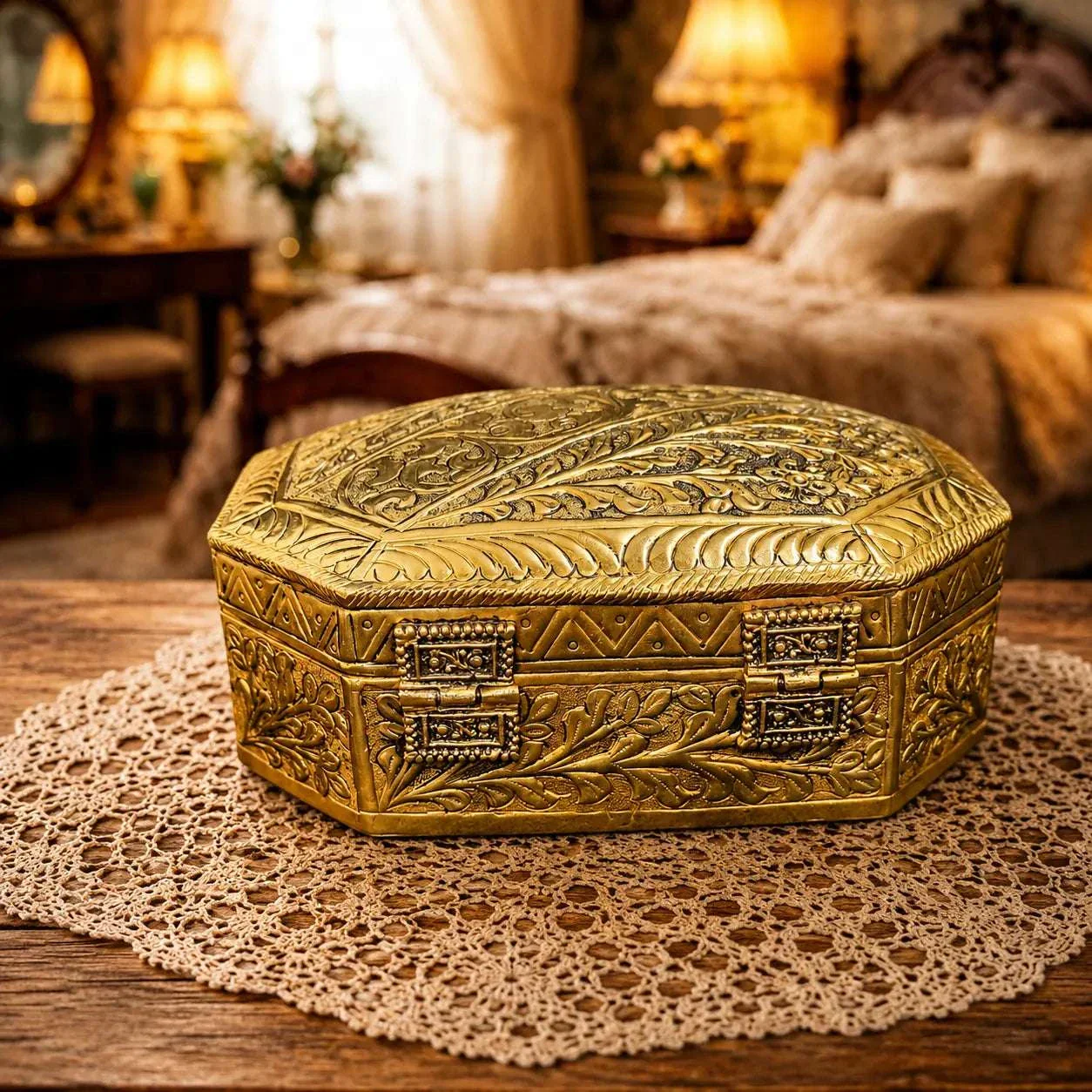 Brass Handcrafted Jewellery Box (3 Inch) - Image 8