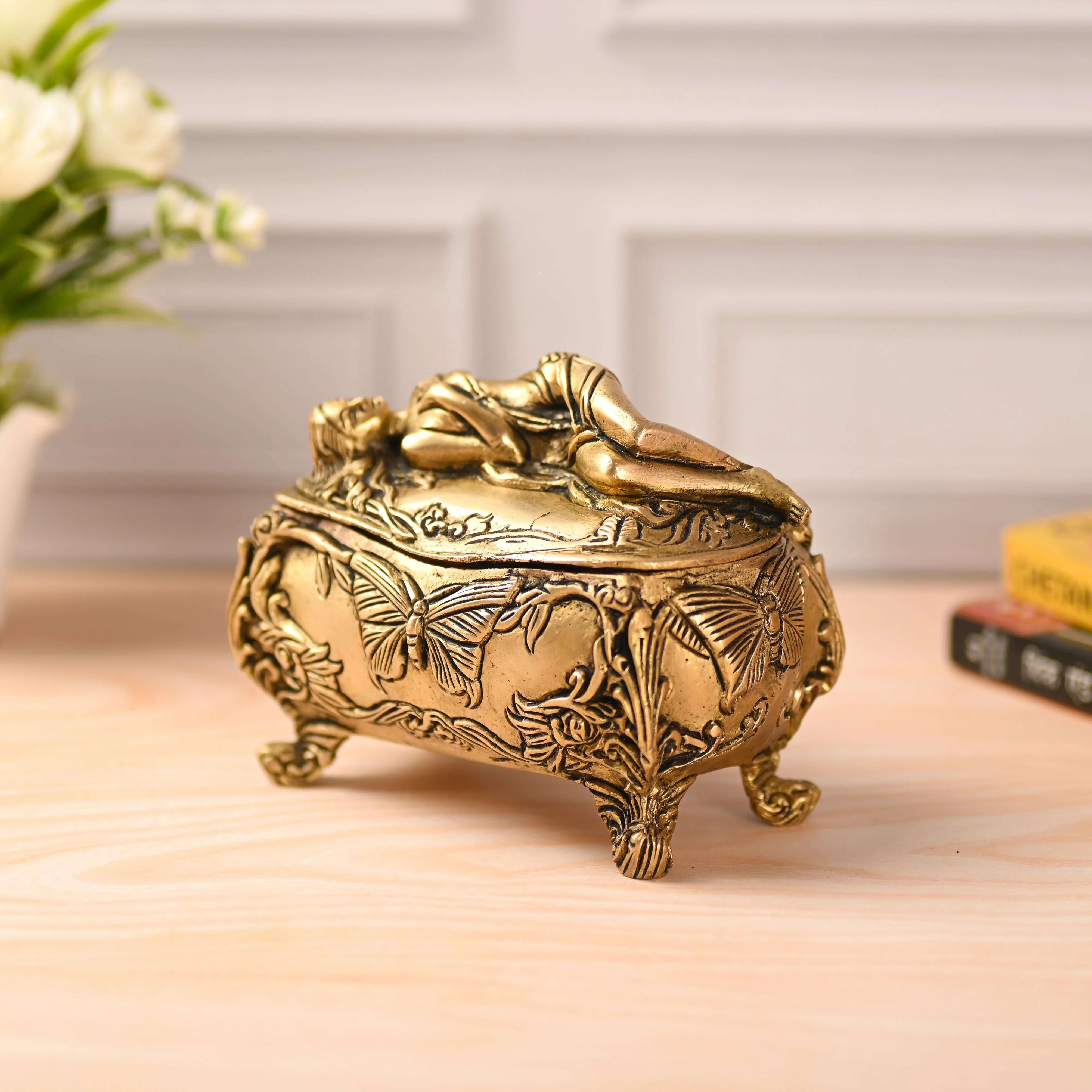 Brass Vintage Lady Jewellery Box (4.5 Inch) - Image 2
