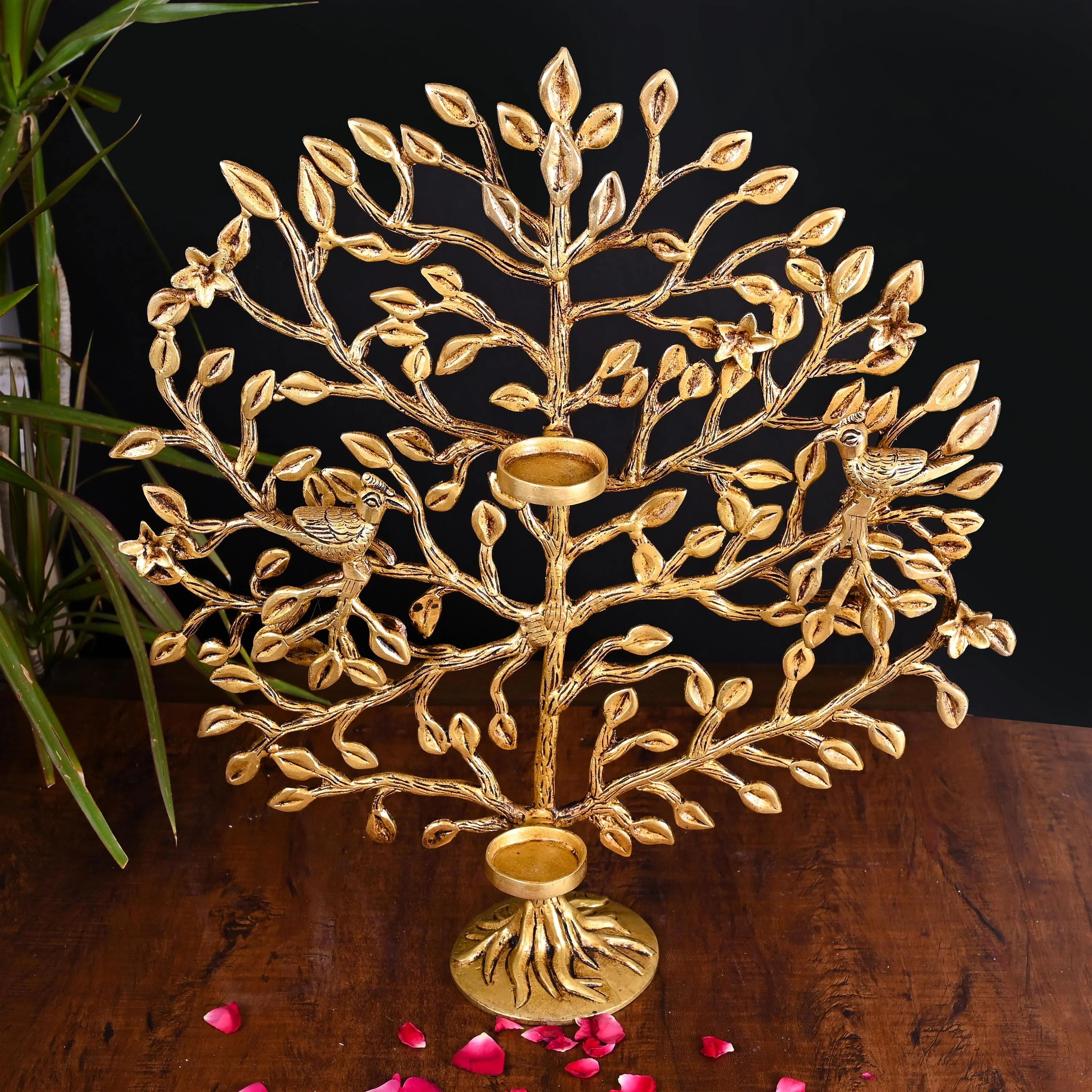 Brass Kalpvriksha Candle Holder (16.5 Inch) - Image 3