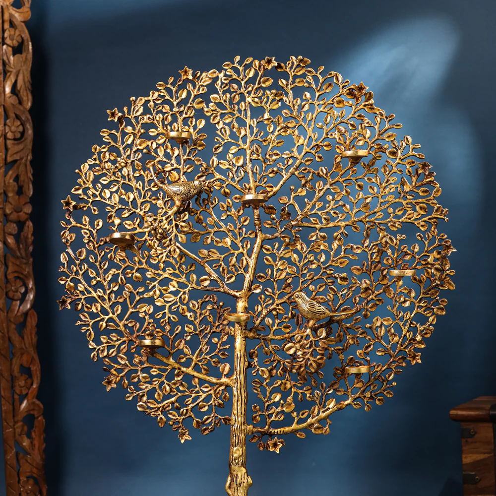 Brass Kalpvriksha Candle Holder (35 Inch) - Image 3