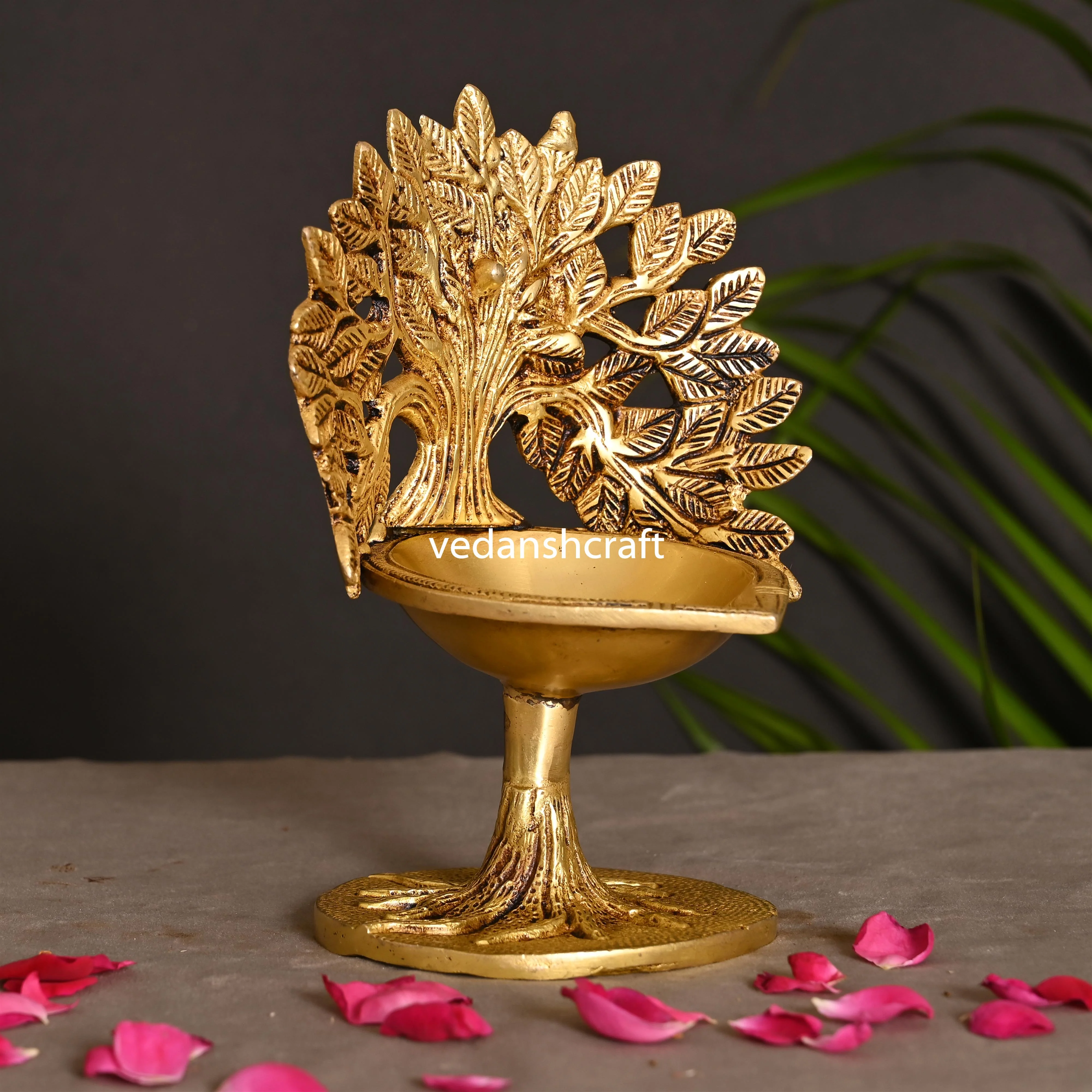 Brass Kalpvriksha Diya/Lamp (7 Inch) - Image 3