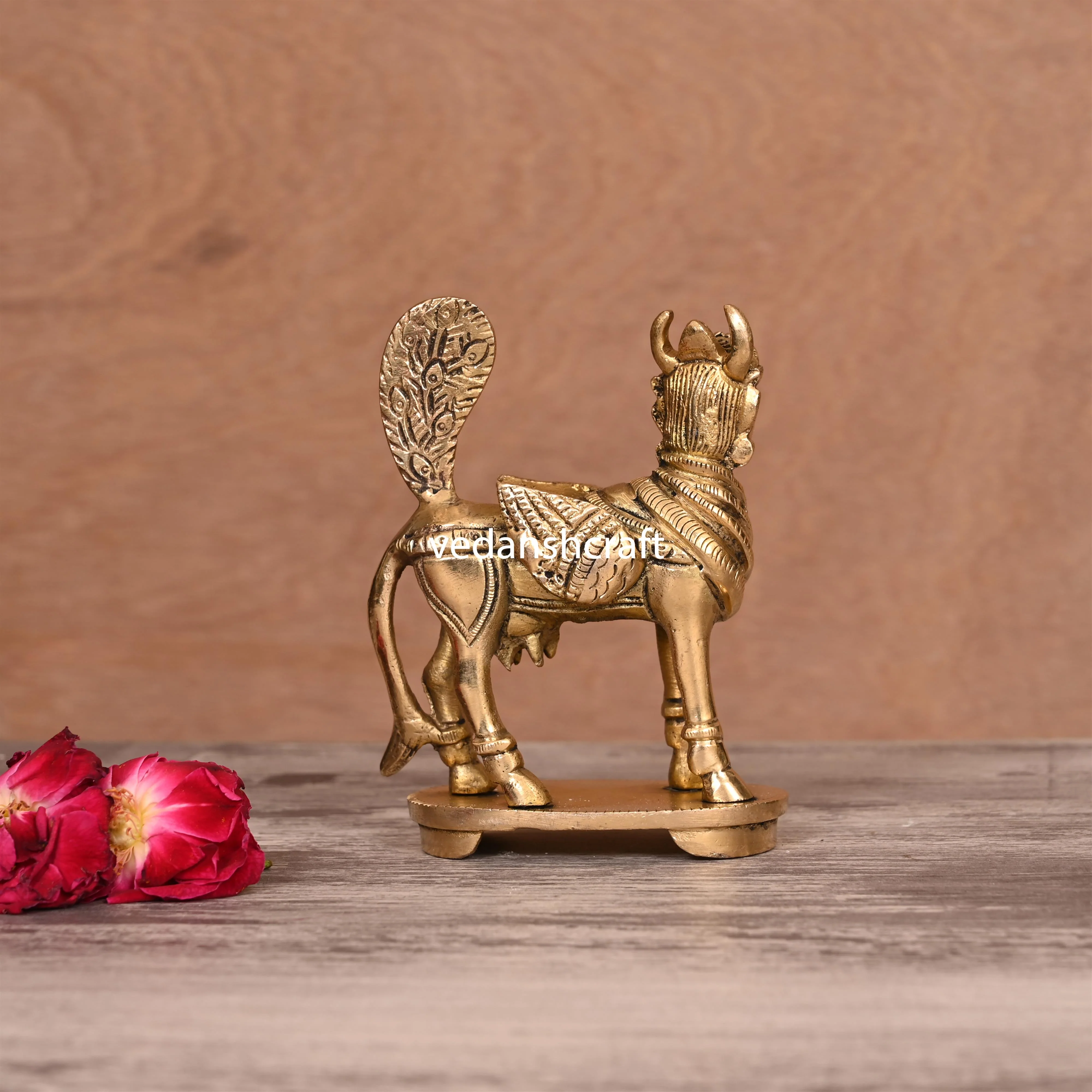 Brass Kamdhenu Cow Idol (4.5 Inch) - Image 3