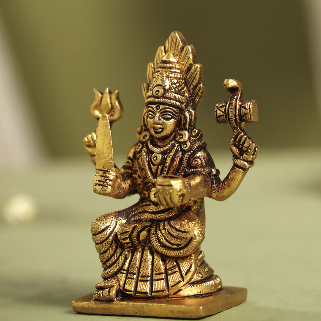Brass Sitting Karumari Amman Idol (3.7 Inch) - Image 2