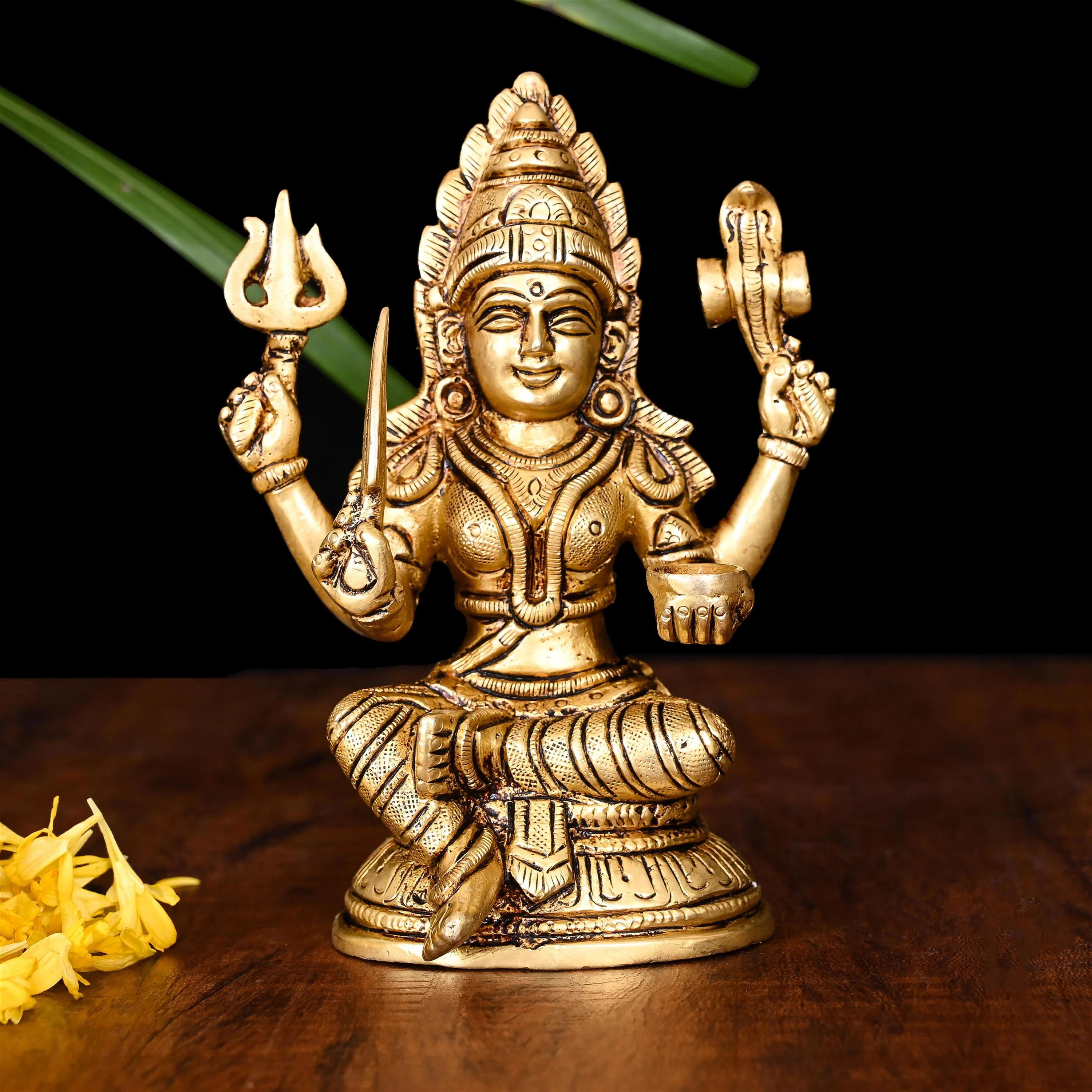 Brass Sitting Karumari Amman Idol (5 Inch)