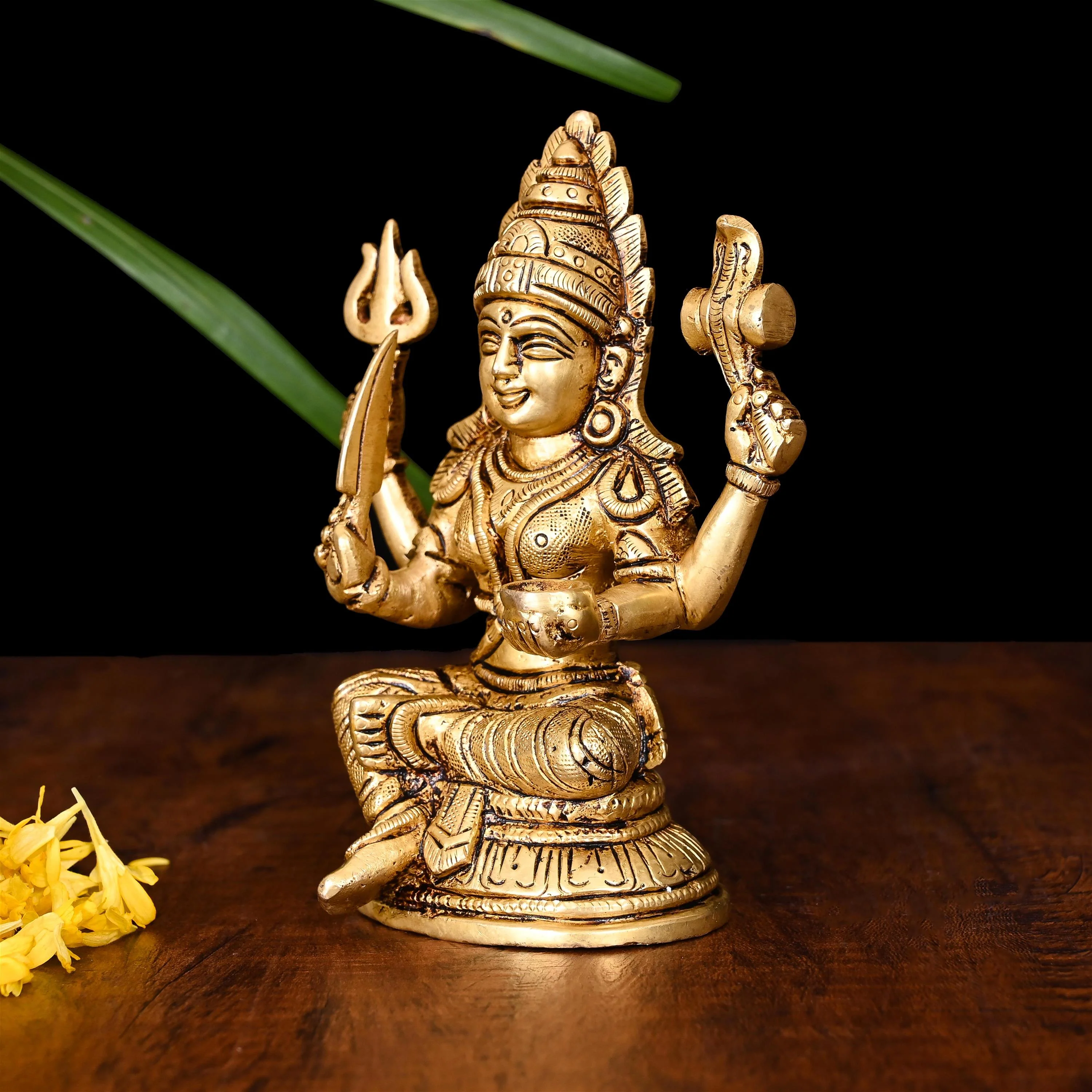 Brass Sitting Karumari Amman Idol (5 Inch) - Image 2