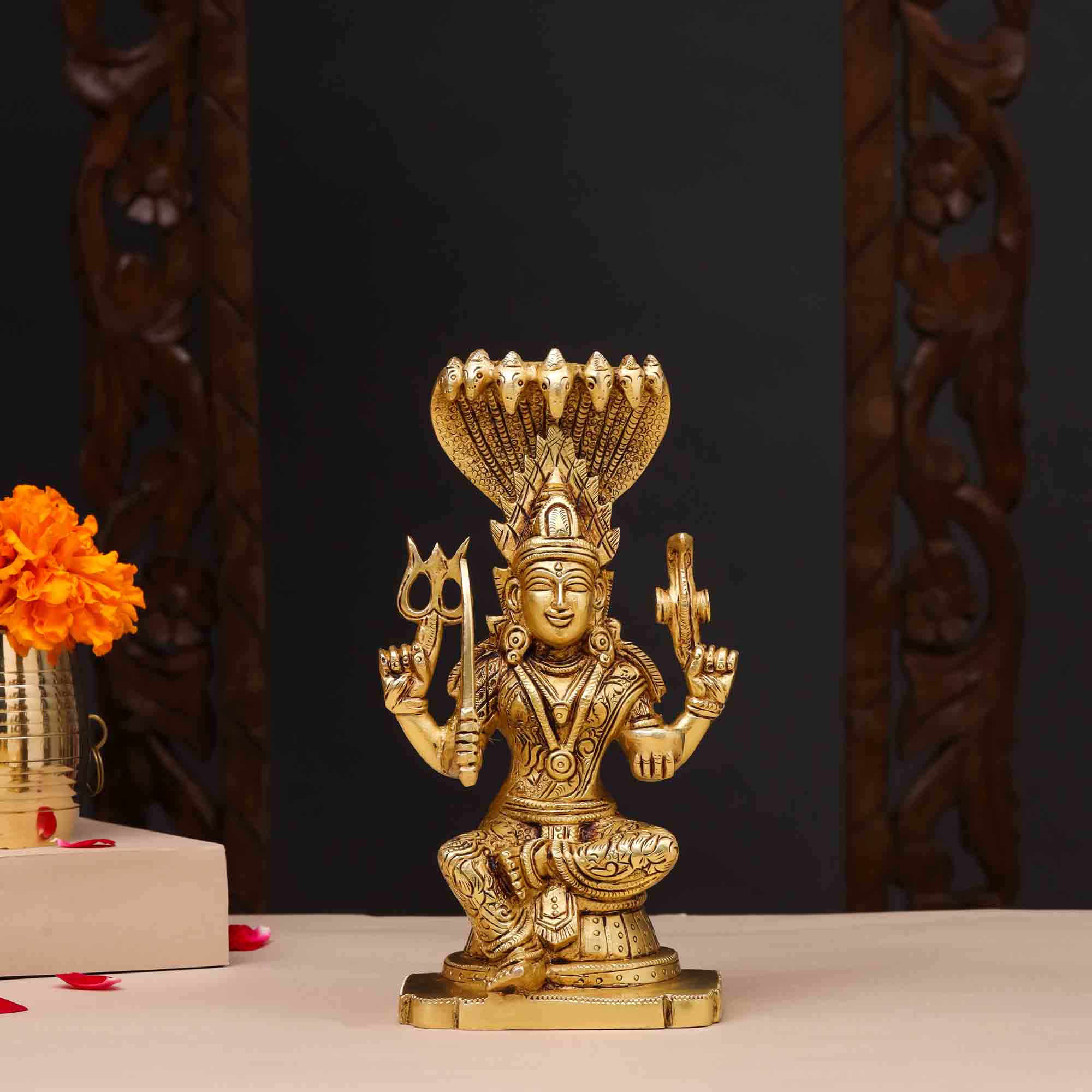 Brass Sitting Karumari Amman Idol (8.5 Inch)