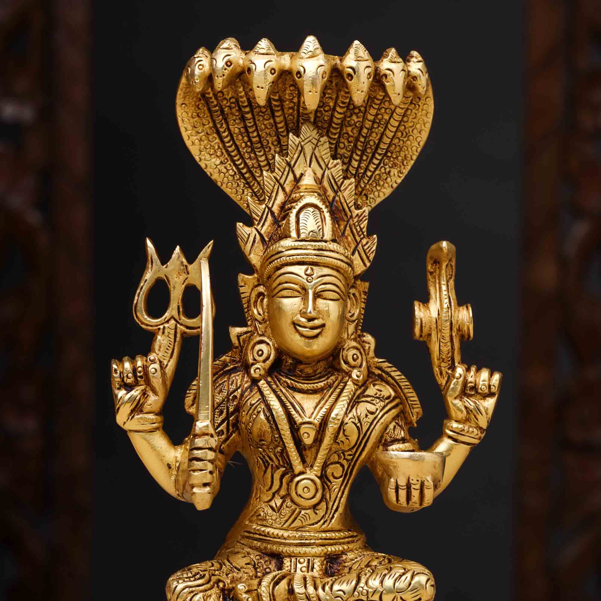 Brass Sitting Karumari Amman Idol (8.5 Inch) - Image 2