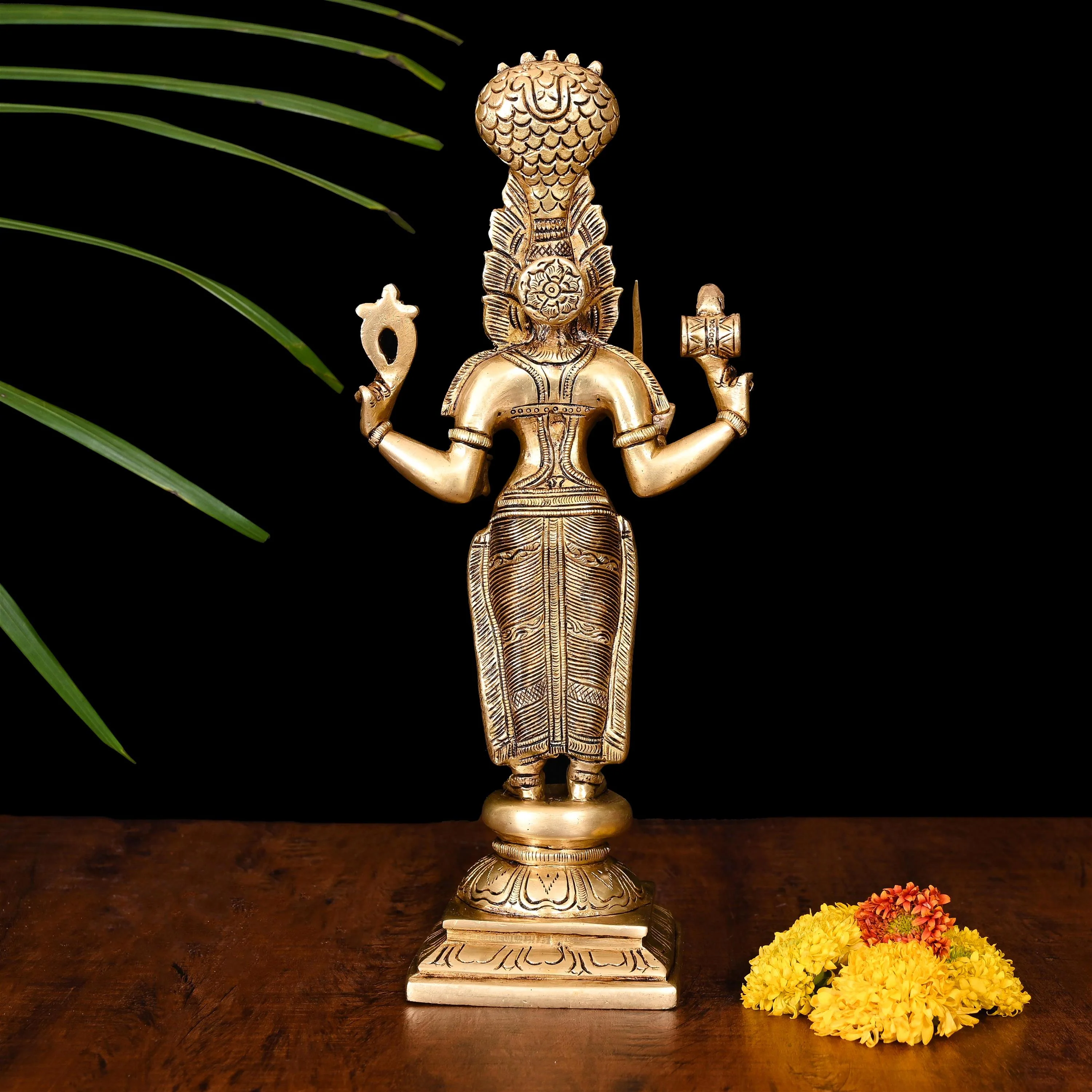Brass Standing Karumari Amman Superfine Idol (12.5 Inch) - Image 3