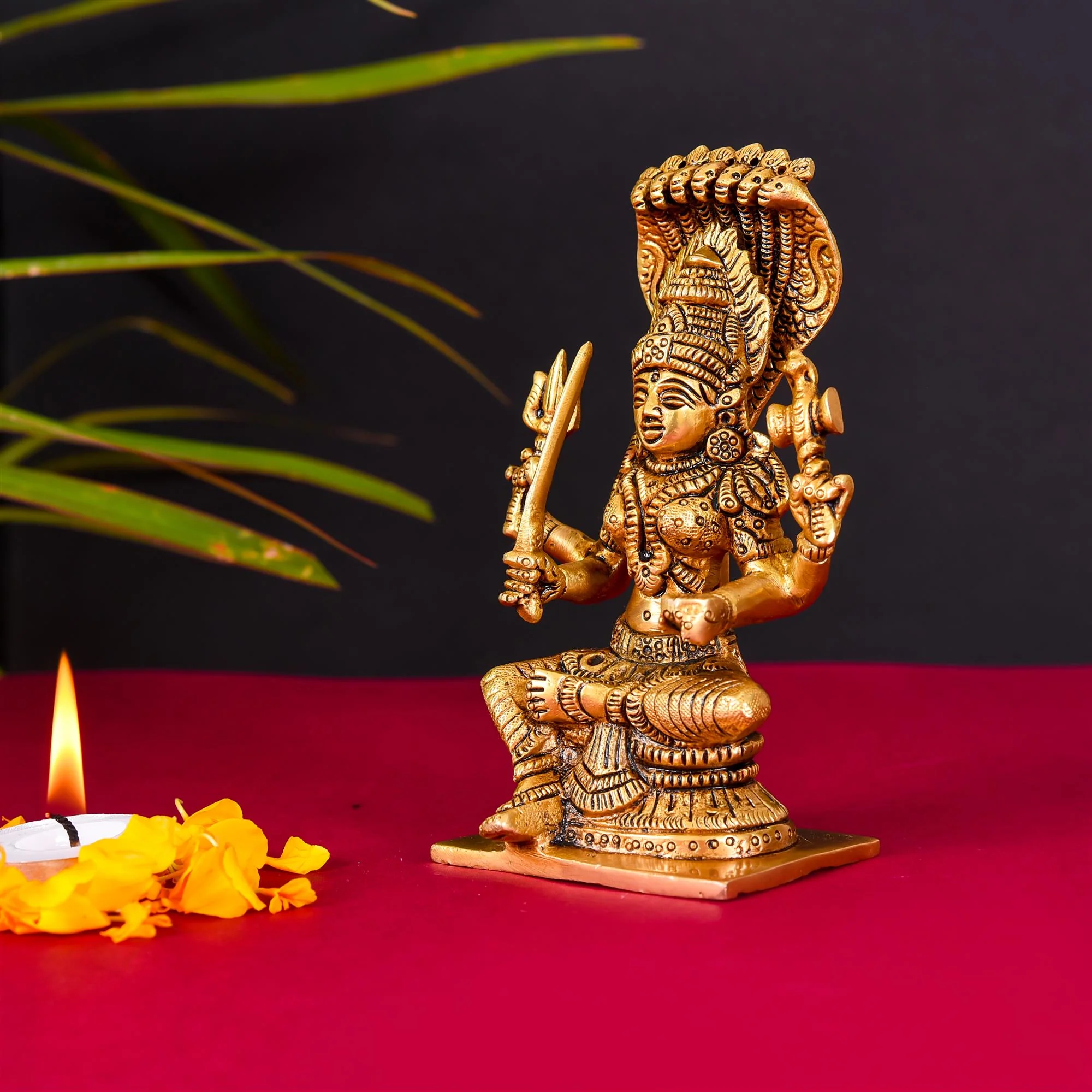 Brass Sitting Karumari Amman Superfine Idol (6 Inch) - Image 2