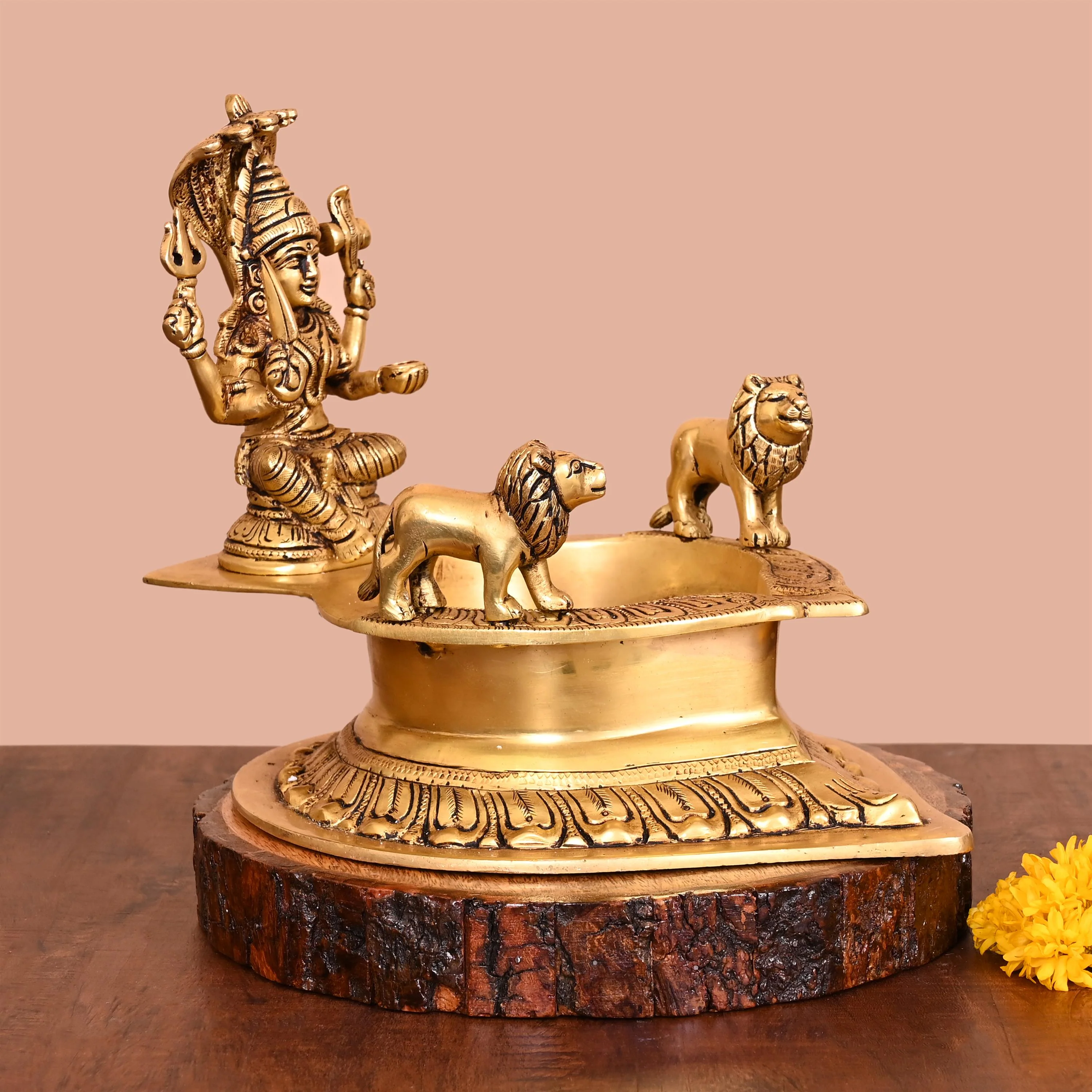 Brass Karumari Vilaku Diya/Lamp (9 Inch) - Image 2