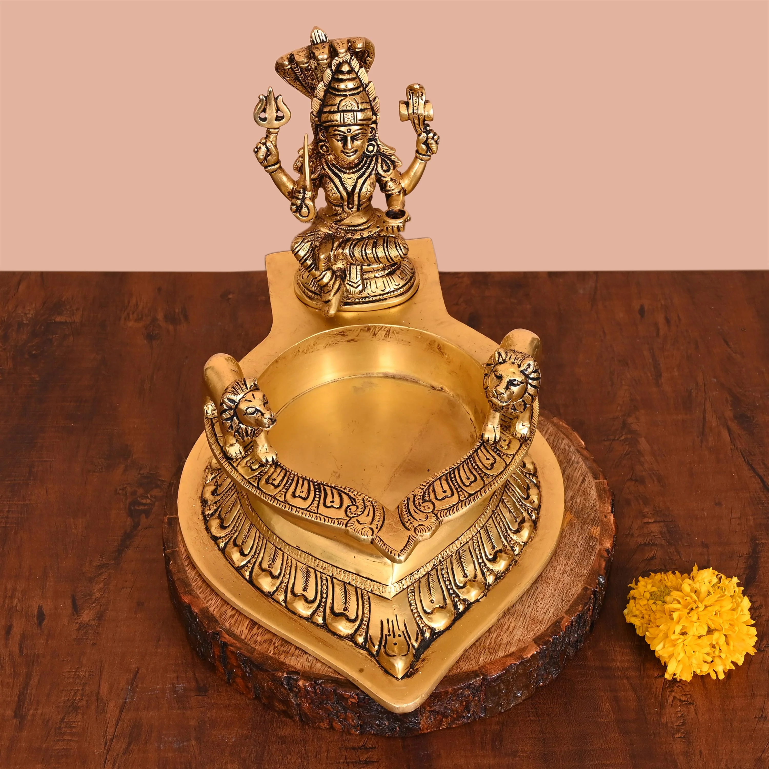 Brass Karumari Vilaku Diya/Lamp (9 Inch) - Image 3