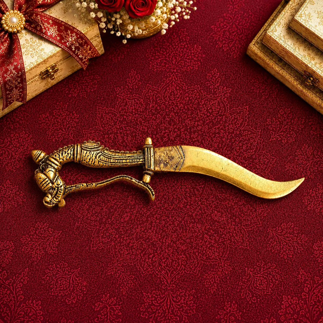 Brass Katar For Ceremonial And Decoration (9.5 Inch) - Image 2
