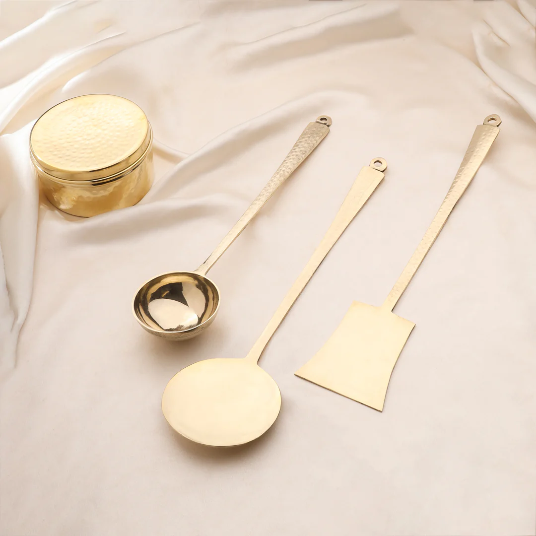 Brass Kitchen Ladles Set (15.5 Inch) - Image 3