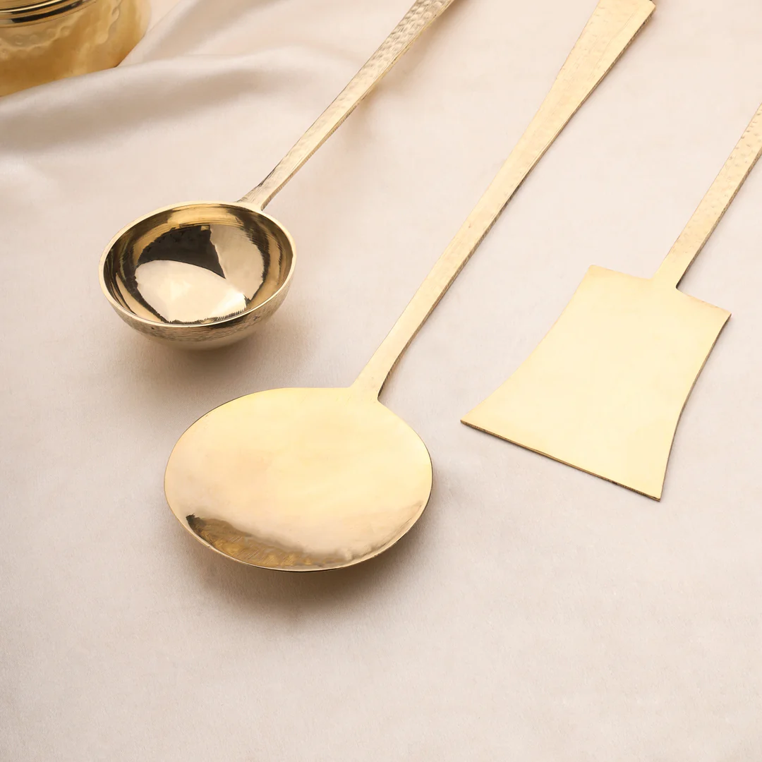 Brass Kitchen Ladles Set (15.5 Inch) - Image 4