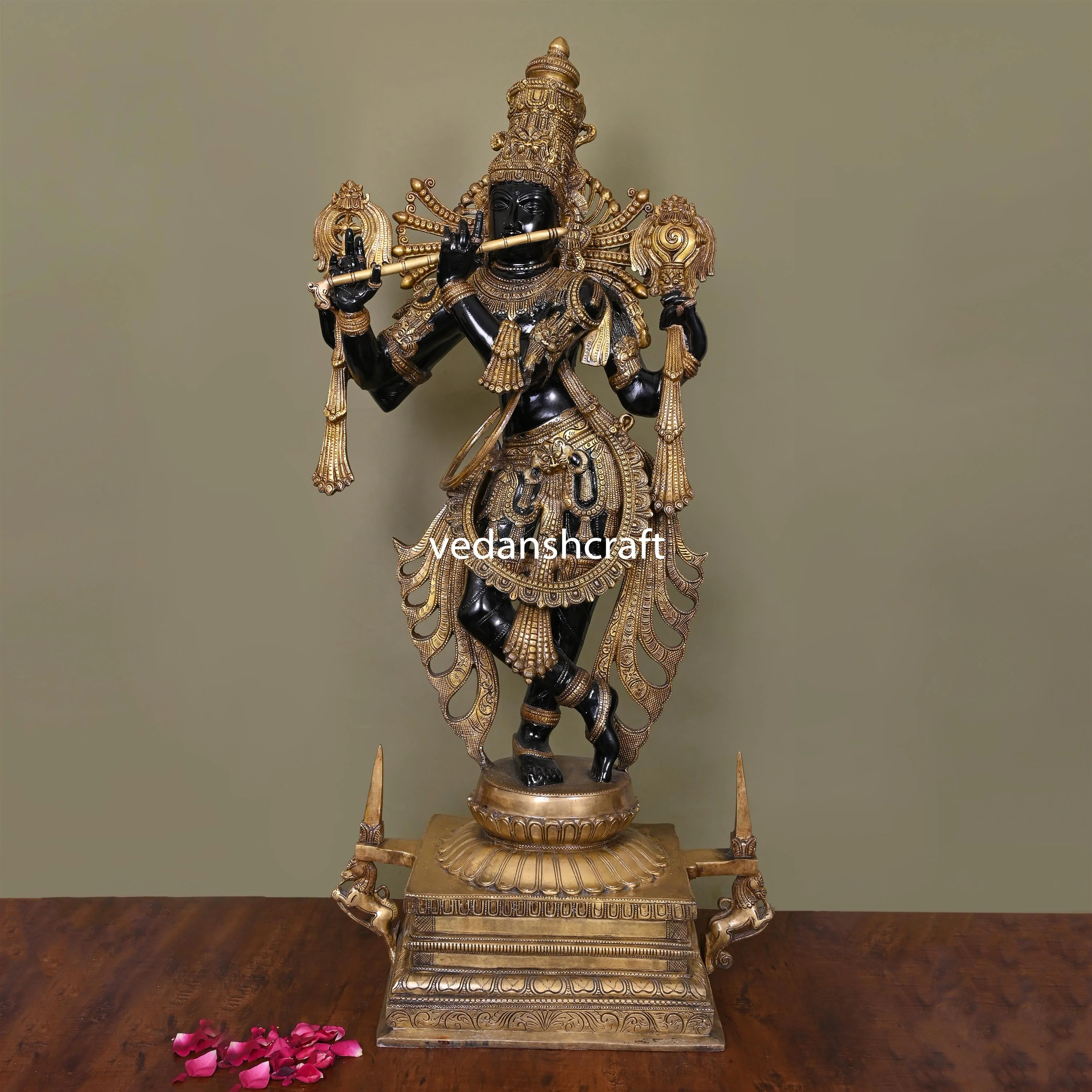 Brass Standing Krishna Statue/Idol (41 Inch) - Image 2