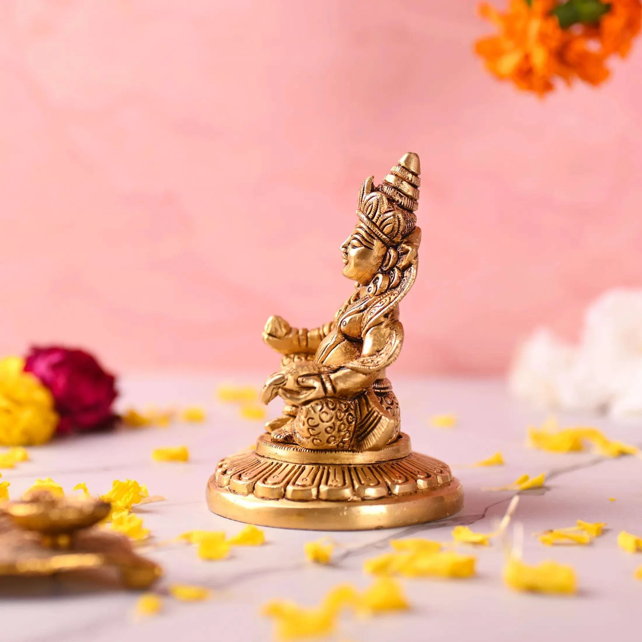 Brass Superfine Sitting Kuber Maharaj Idol (4.5 Inch) - Image 3