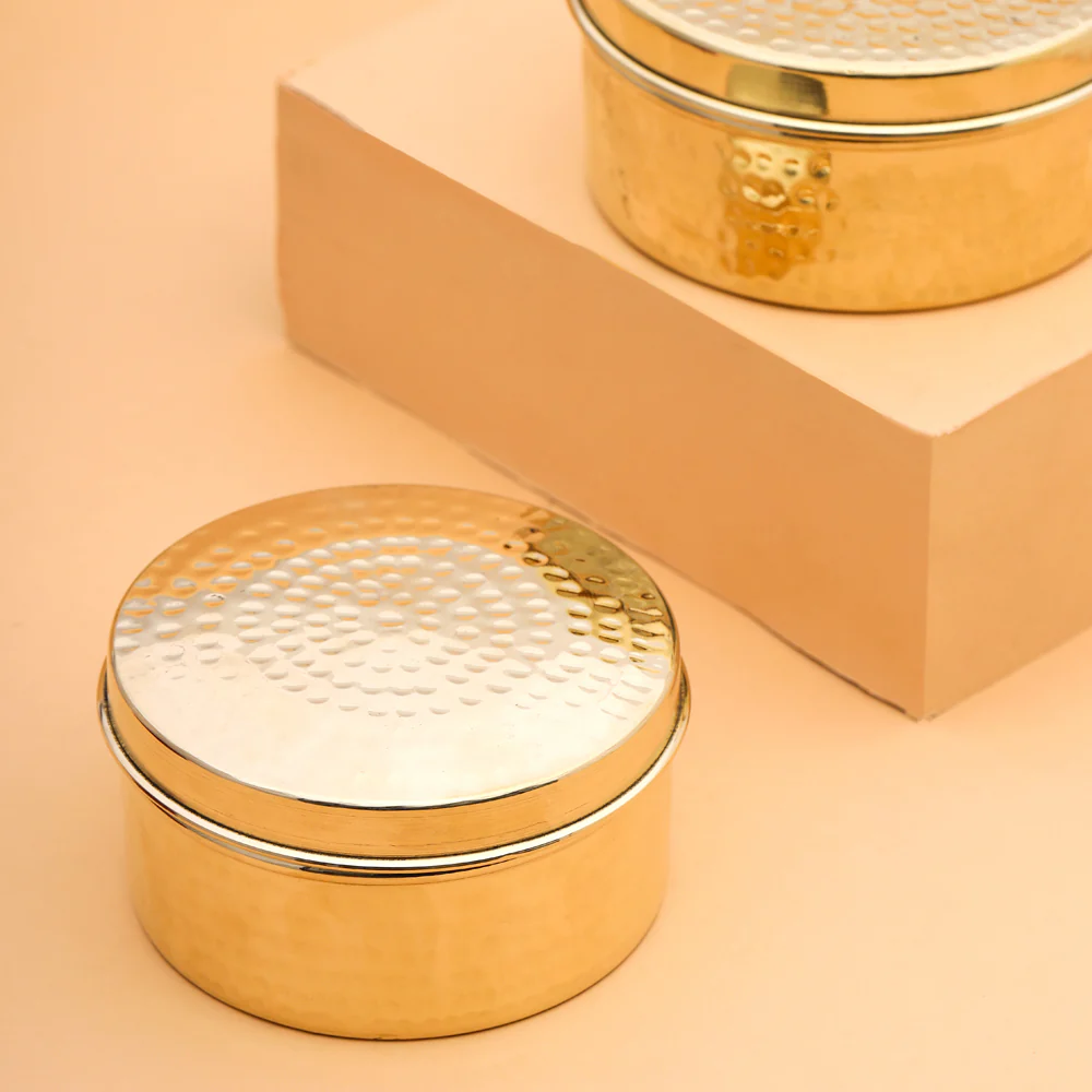 Brass Ladoo Box With Lid - Image 8