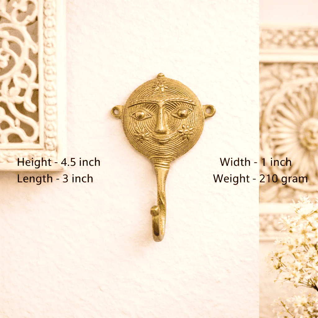 Brass Lady Face Wall Hanging Hanger - Image 10