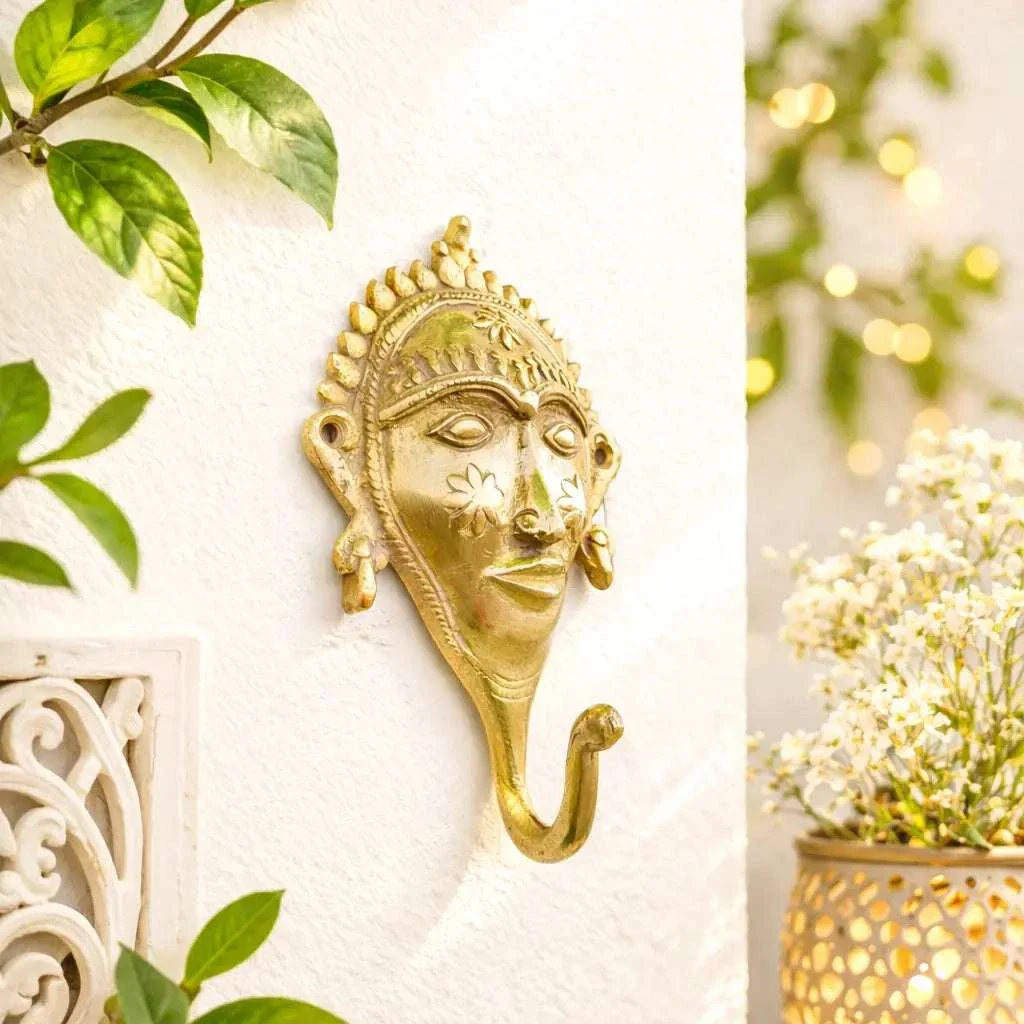 Brass Lady Face Wall Hanging Hanger - Image 2