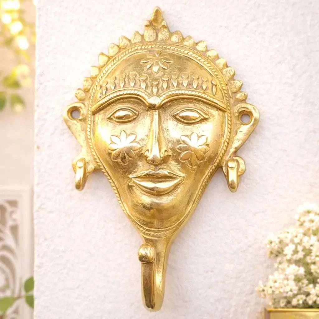 Brass Lady Face Wall Hanging Hanger - Image 4