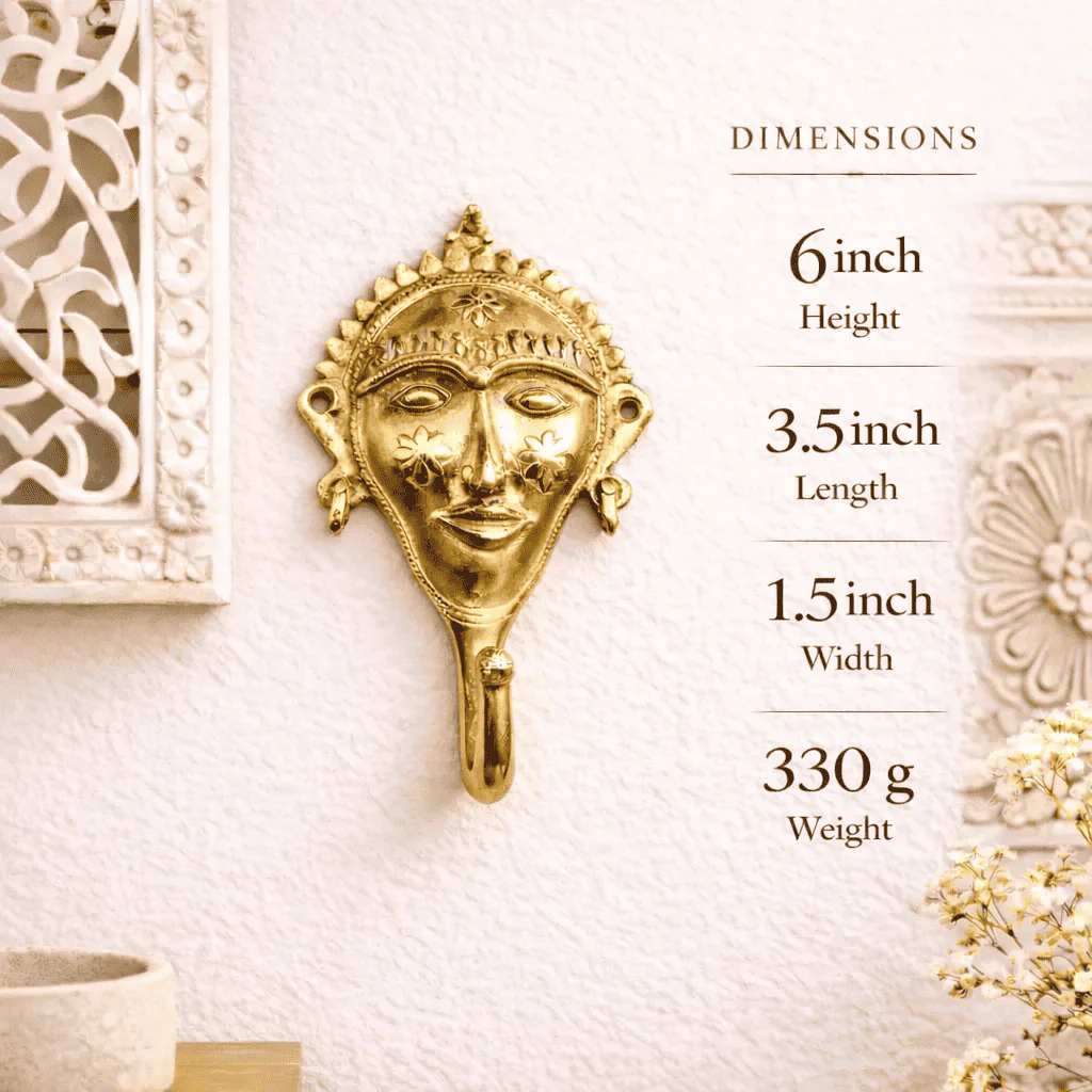 Brass Lady Face Wall Hanging Hanger - Image 5