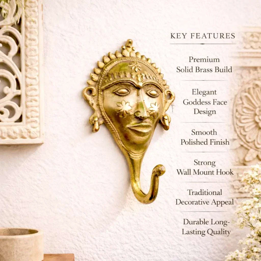 Brass Lady Face Wall Hanging Hanger - Image 6