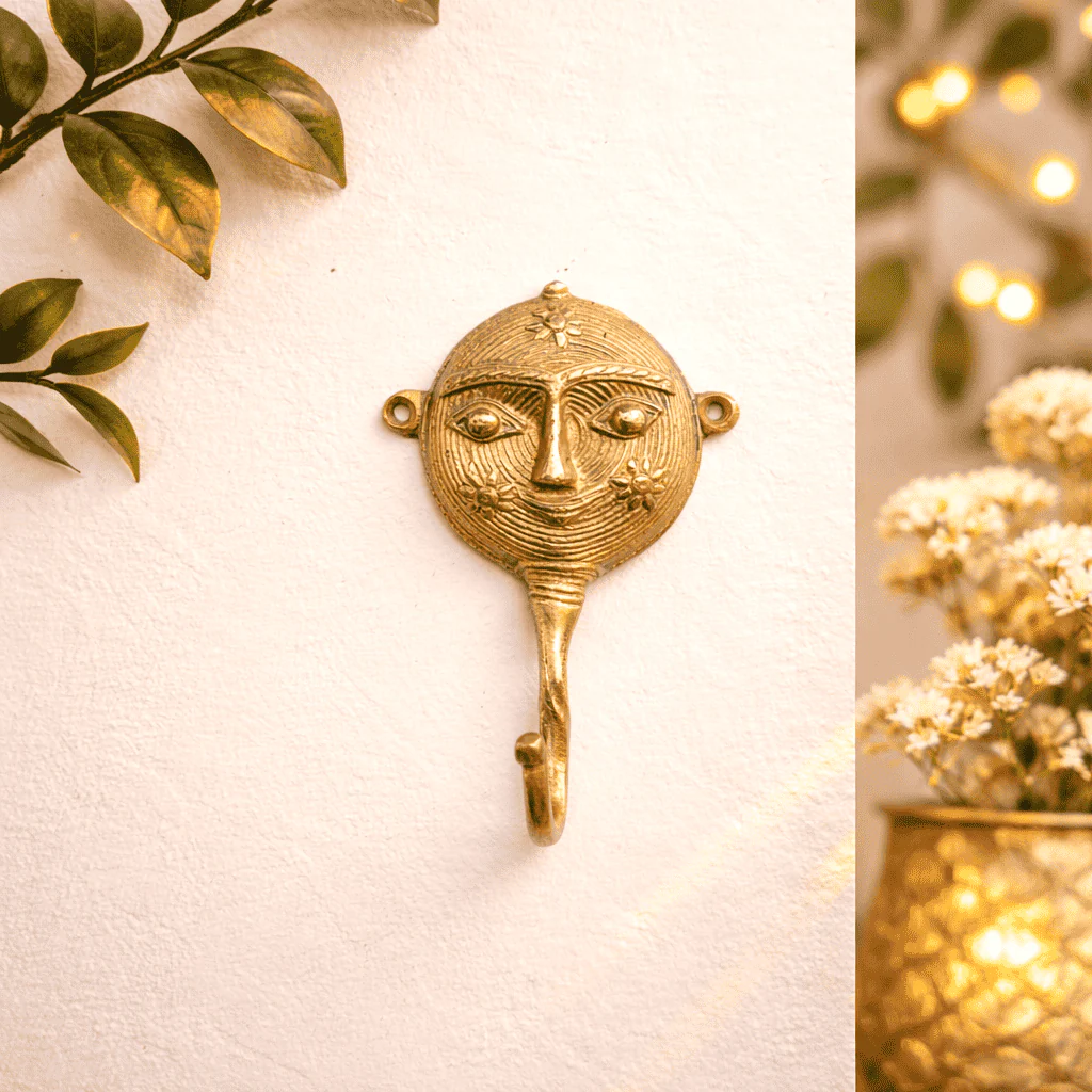 Brass Lady Face Wall Hanging Hanger - Image 7