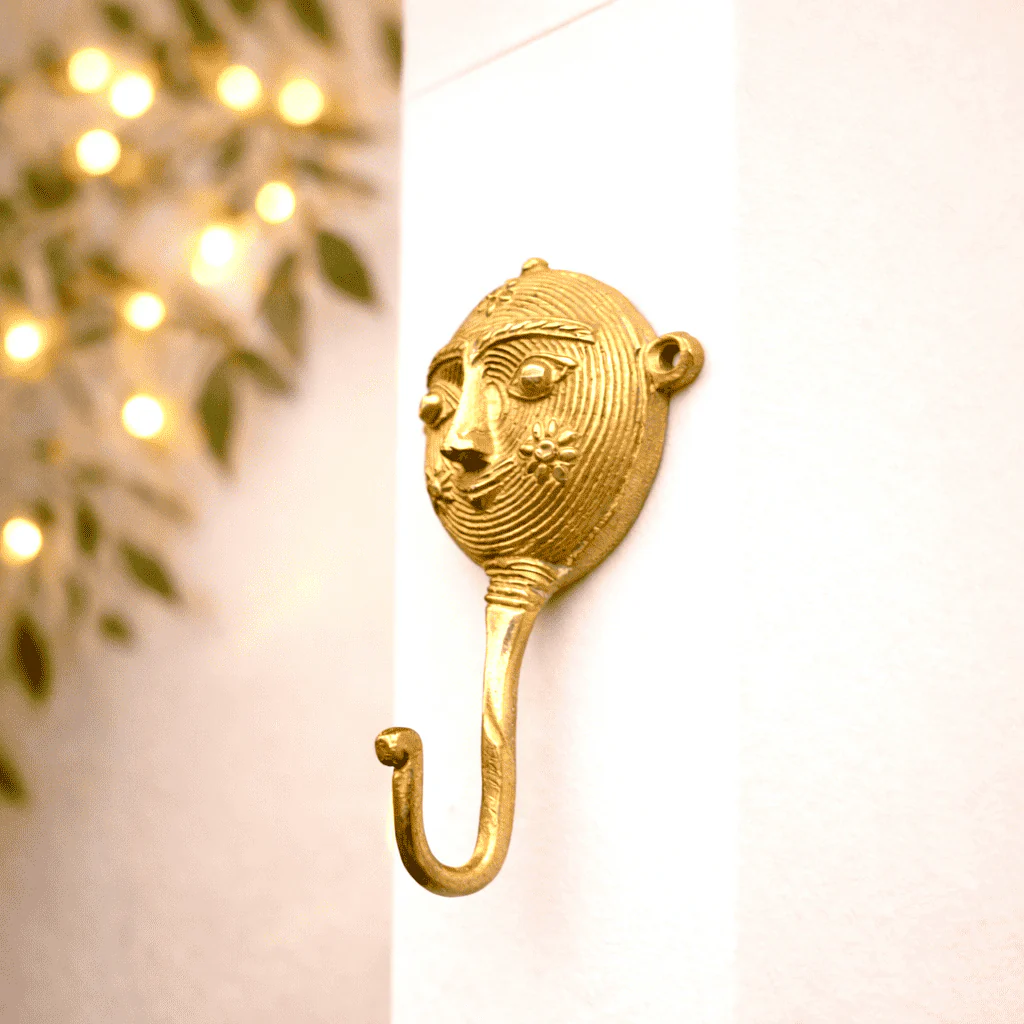 Brass Lady Face Wall Hanging Hanger - Image 8