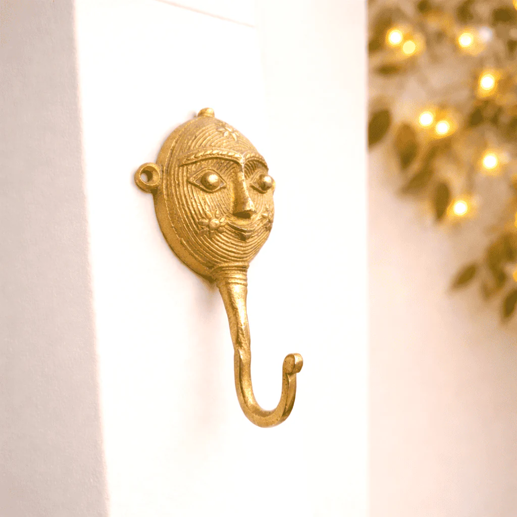Brass Lady Face Wall Hanging Hanger - Image 9