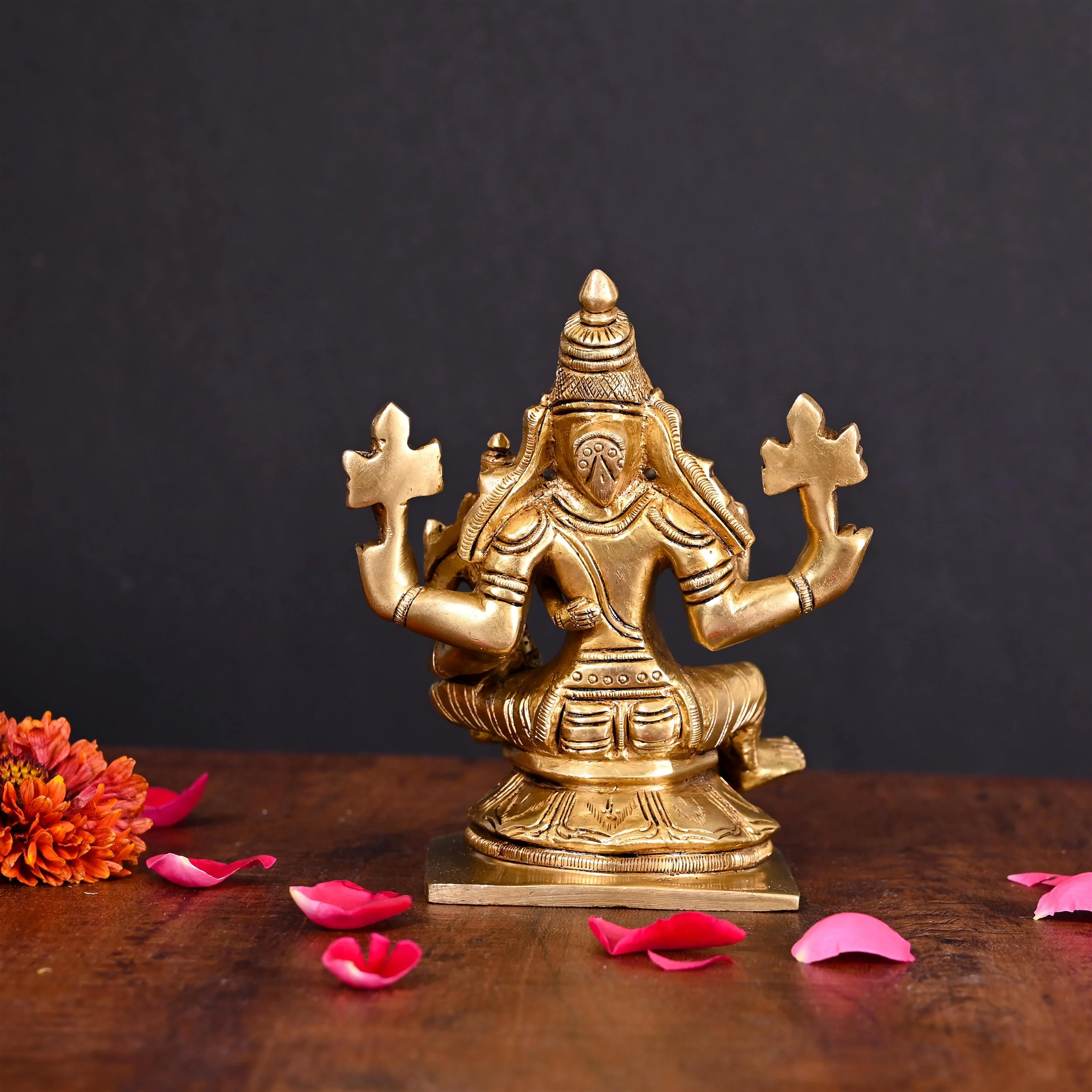 Brass Sitting Lakshmi Narasimha Superfine Idol (5.2 Inch) - Image 3