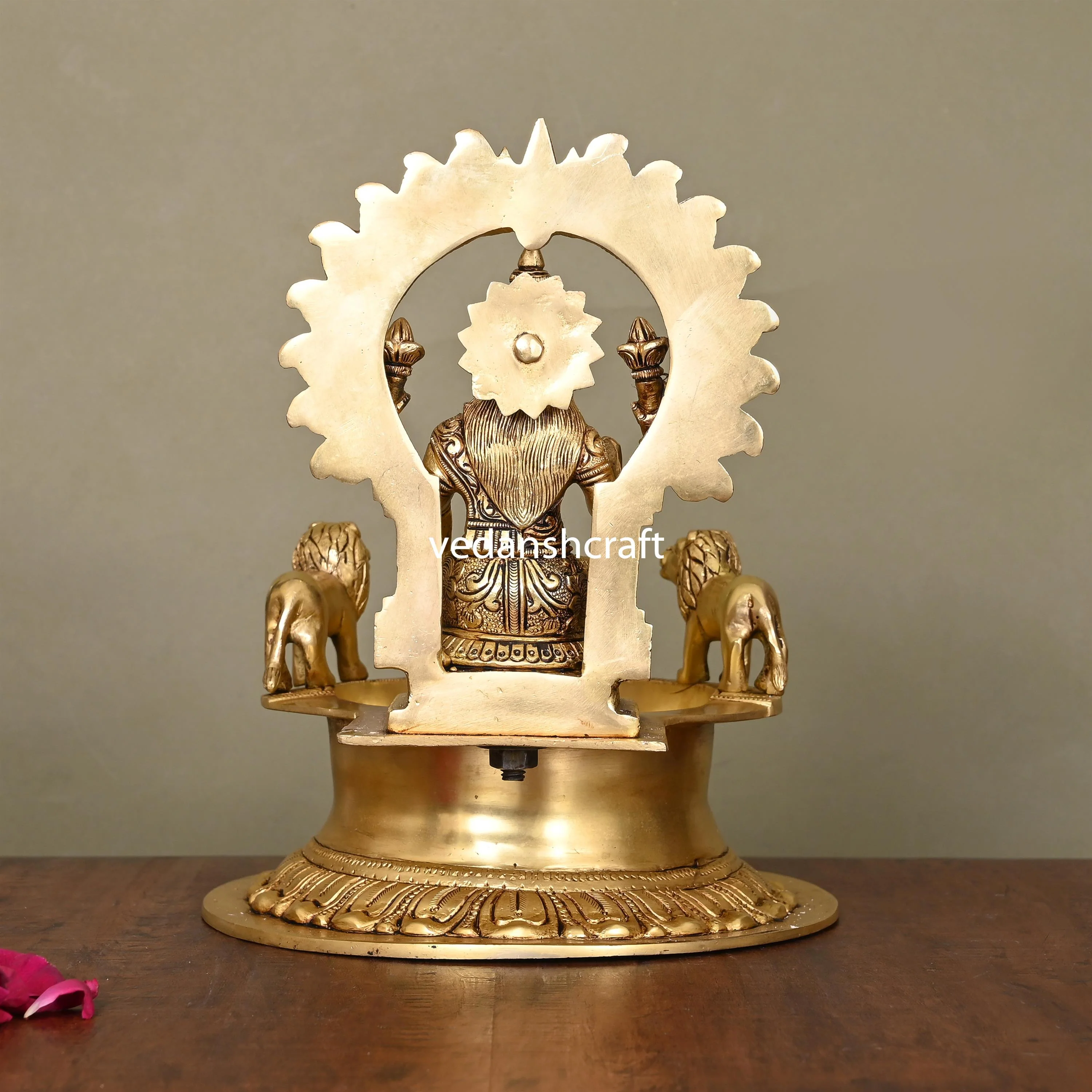 Brass Lakshmi Vilaku Diya/Lamp (10 Inch) - Image 4