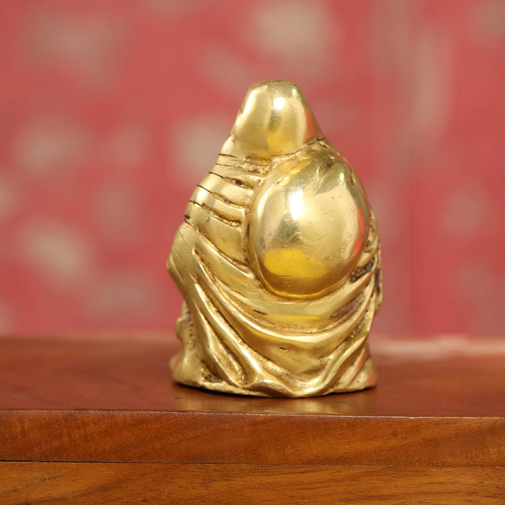 Brass Laughing Buddha Statue (4.5 Inch) - Image 3