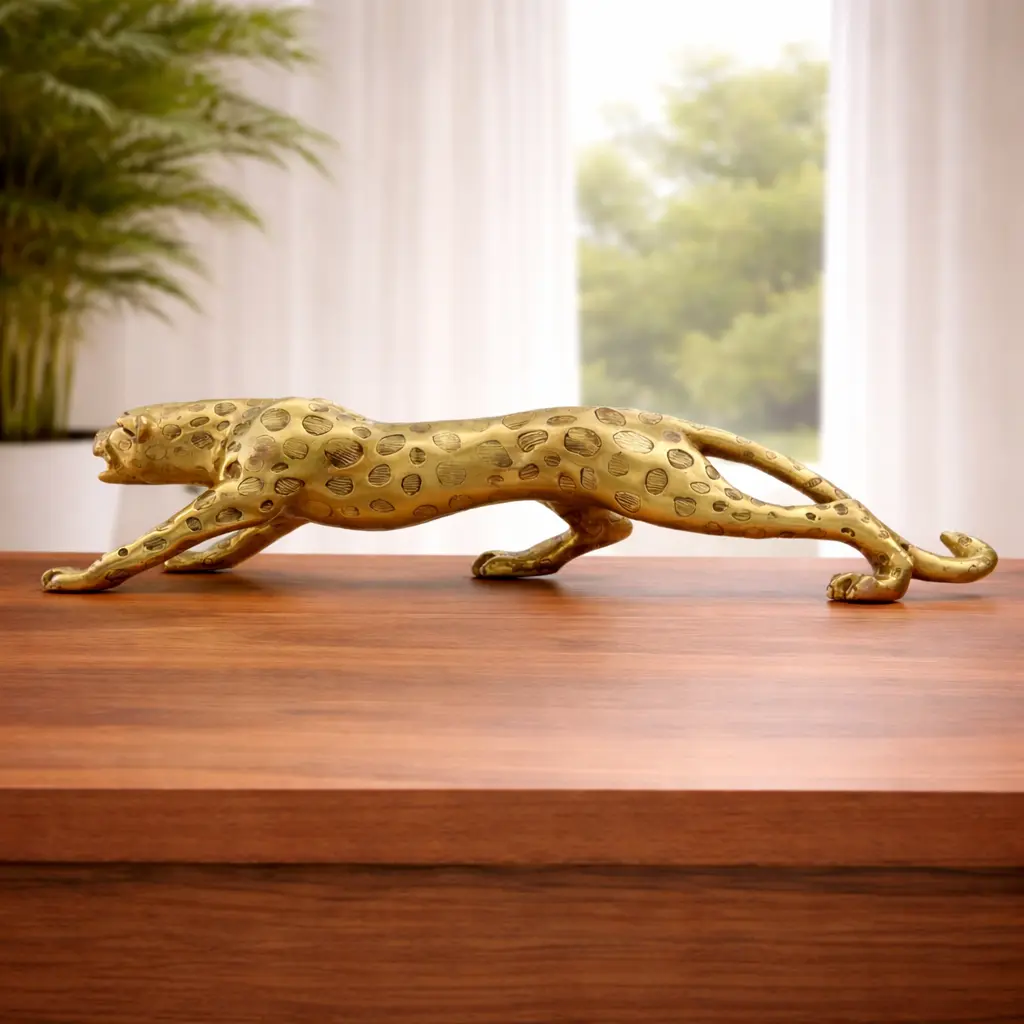 Brass Leaping Leopard Figurine - Image 10
