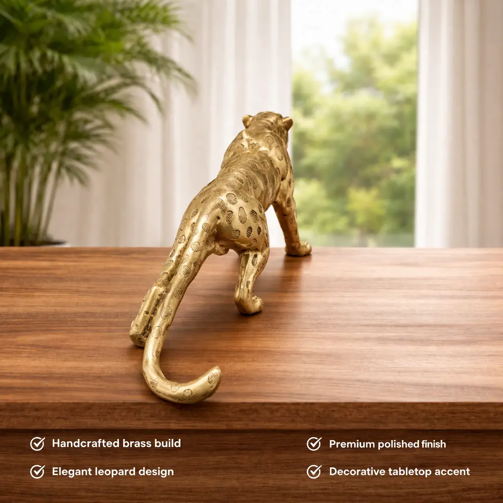 Brass Leaping Leopard Figurine - Image 12