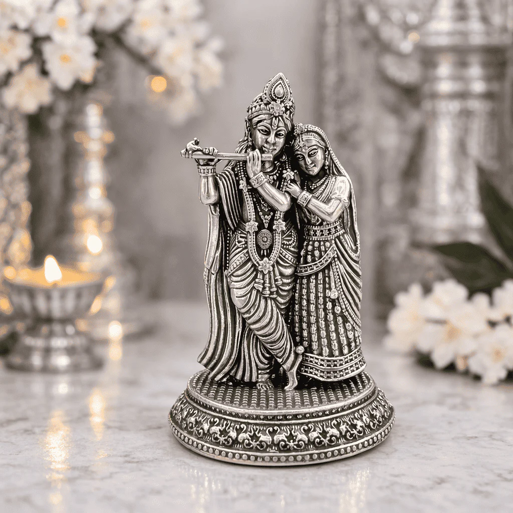 Brass Lightweight Standing Radha Krishna Idol - Image 11