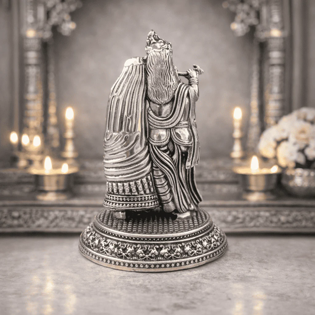 Brass Lightweight Standing Radha Krishna Idol - Image 12