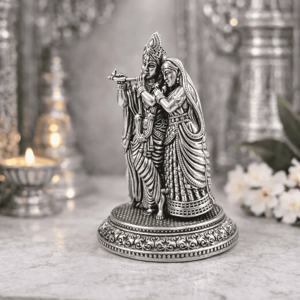 Brass Lightweight Standing Radha Krishna Idol - Image 13