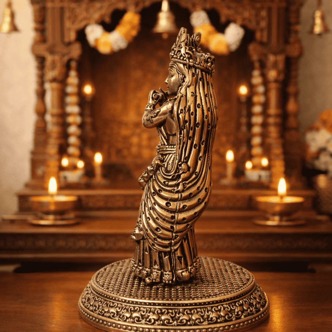 Brass Lightweight Standing Radha Krishna Idol - Image 4
