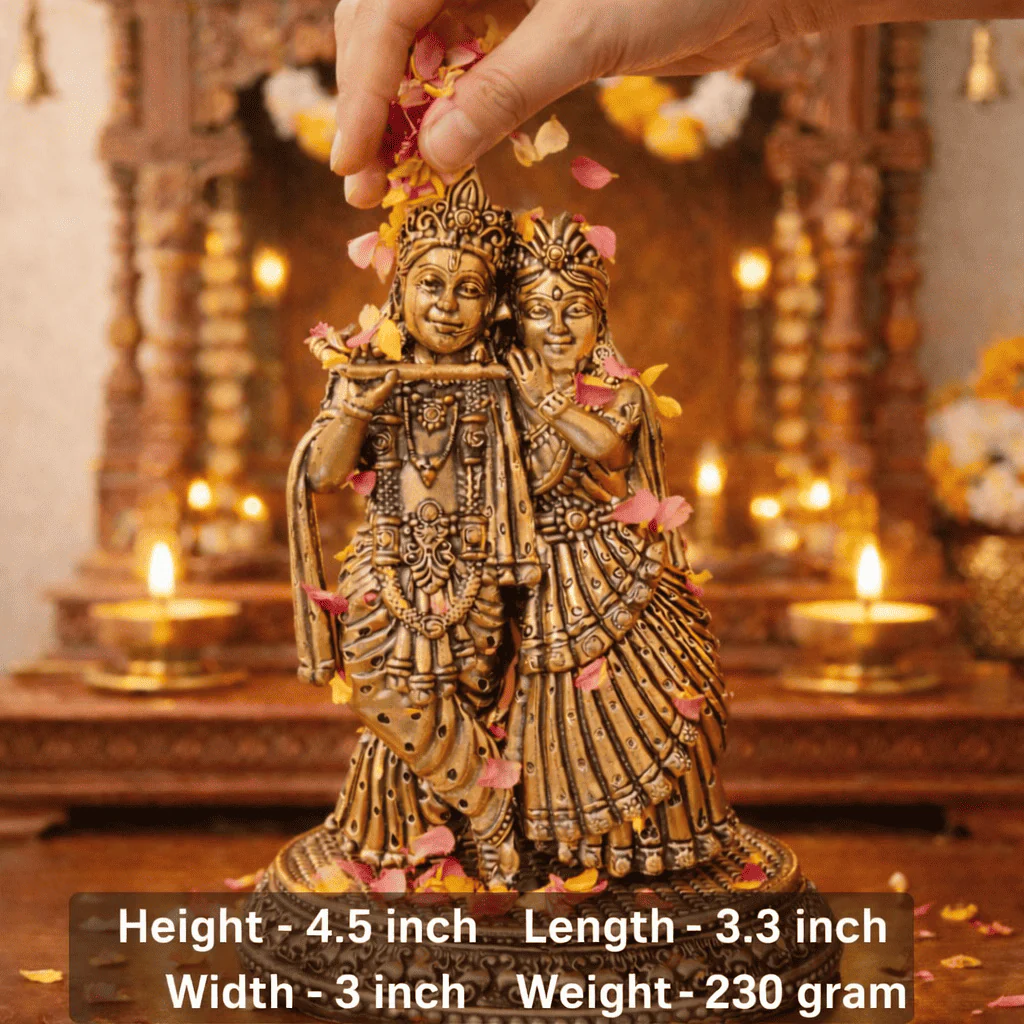 Brass Lightweight Standing Radha Krishna Idol - Image 6