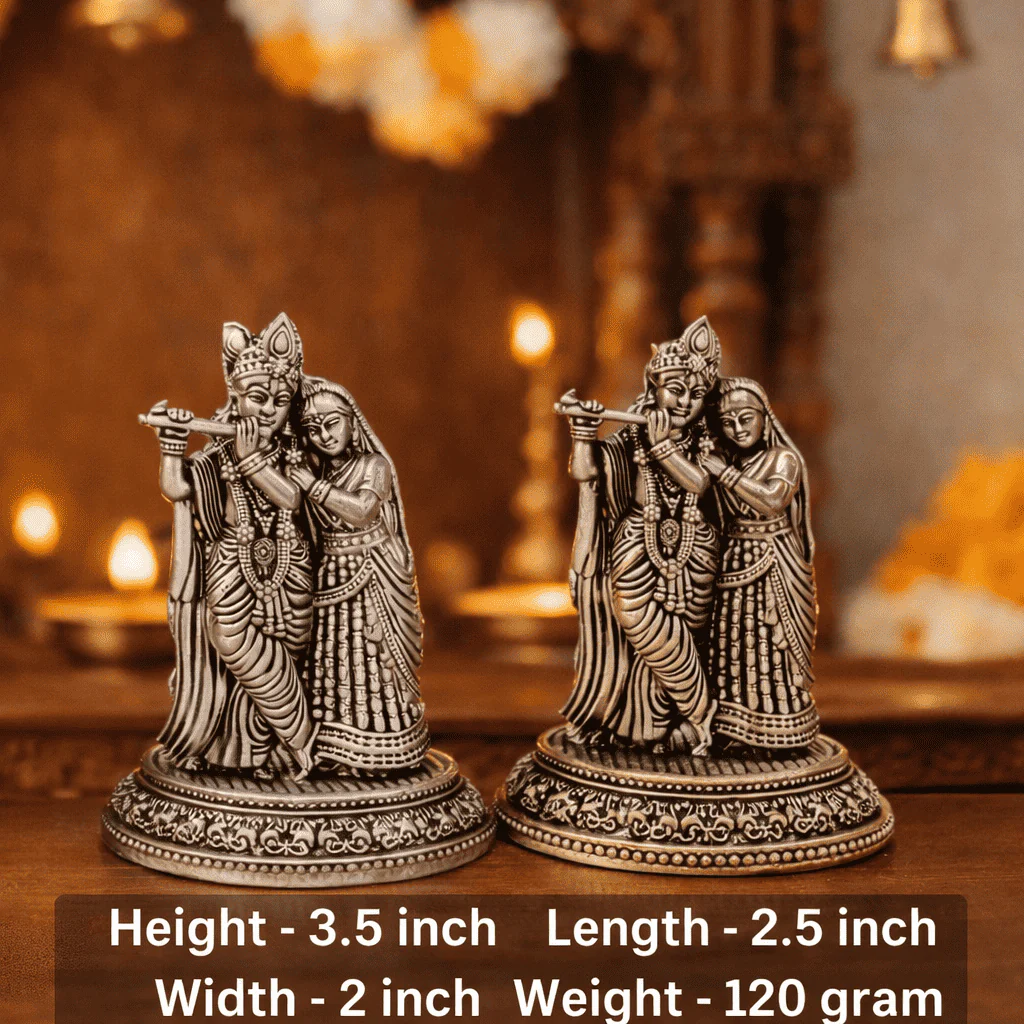 Brass Lightweight Standing Radha Krishna Idol - Image 7