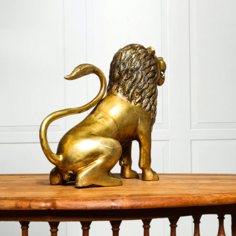 Brass Lion Statue (10.5 Inch) - Image 3