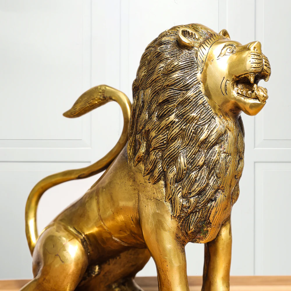Brass Lion Statue (10.5 Inch) - Image 4