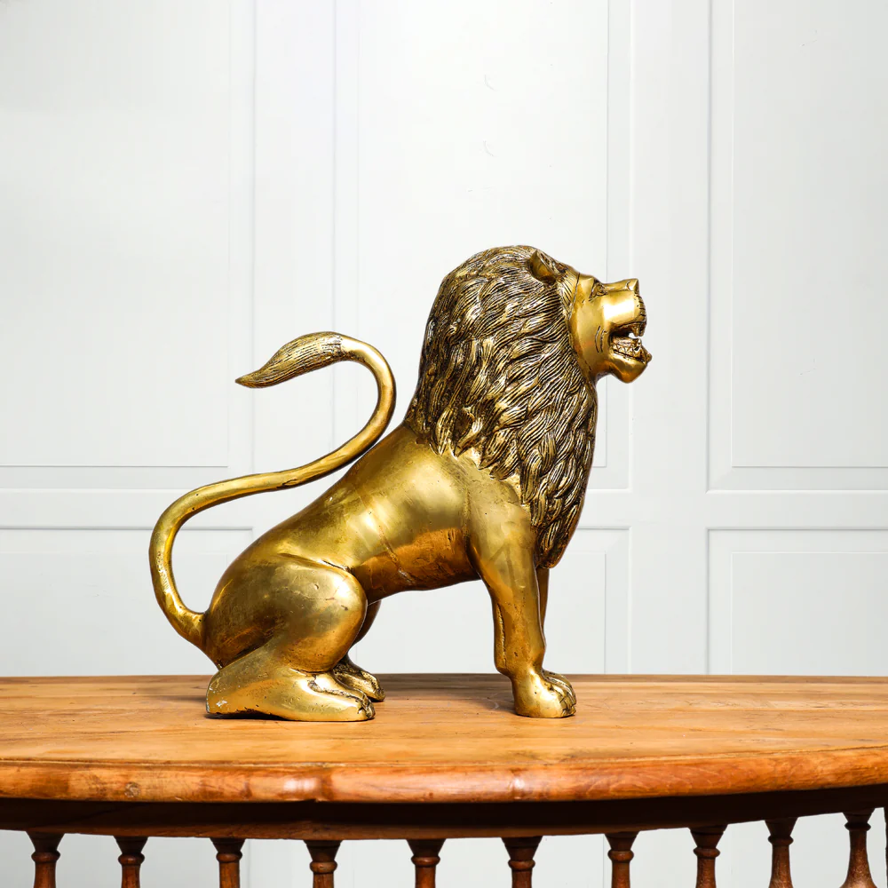 Brass Lion Statue (10.5 Inch) - Image 7