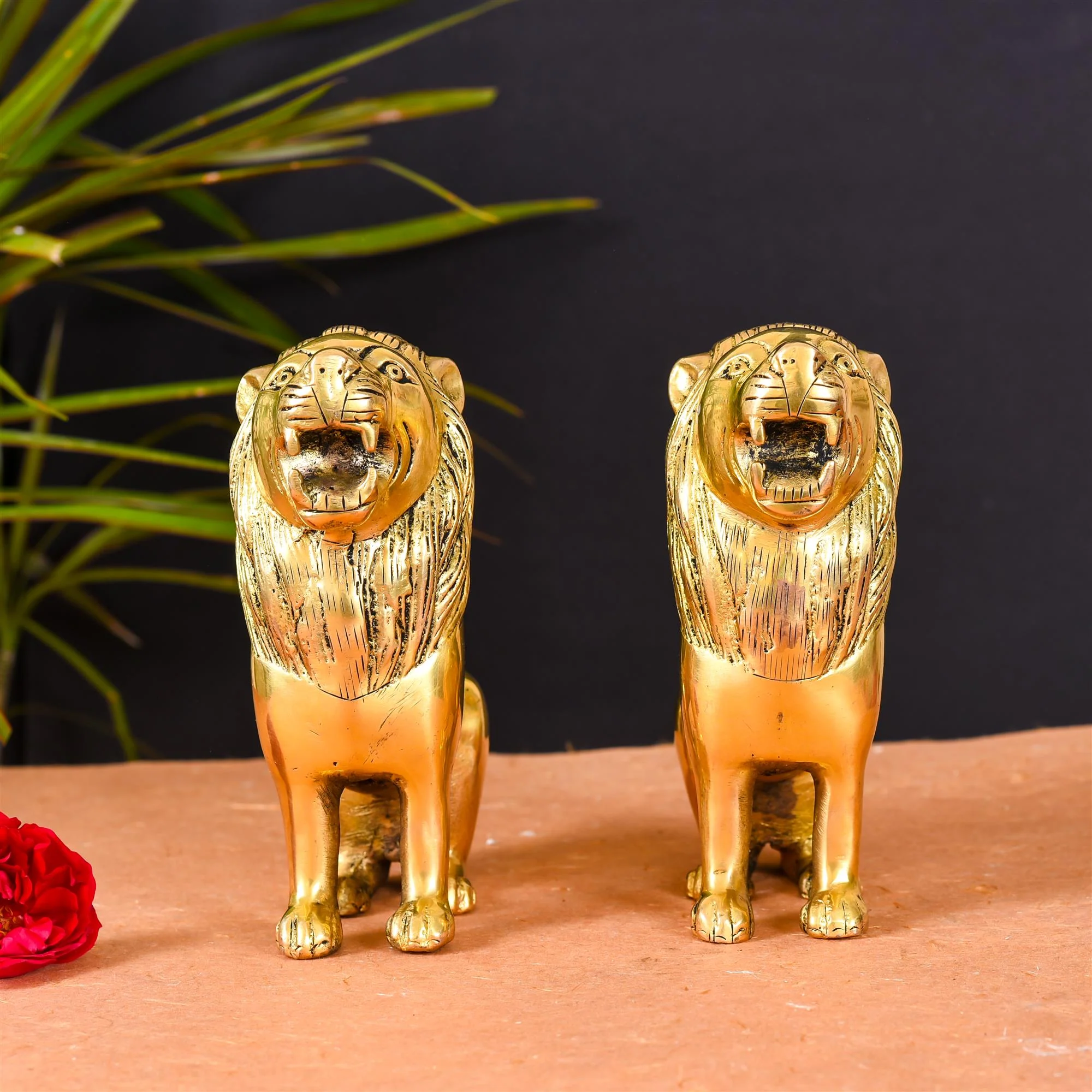 Brass Lion Statue Pair Home Decor - Image 3