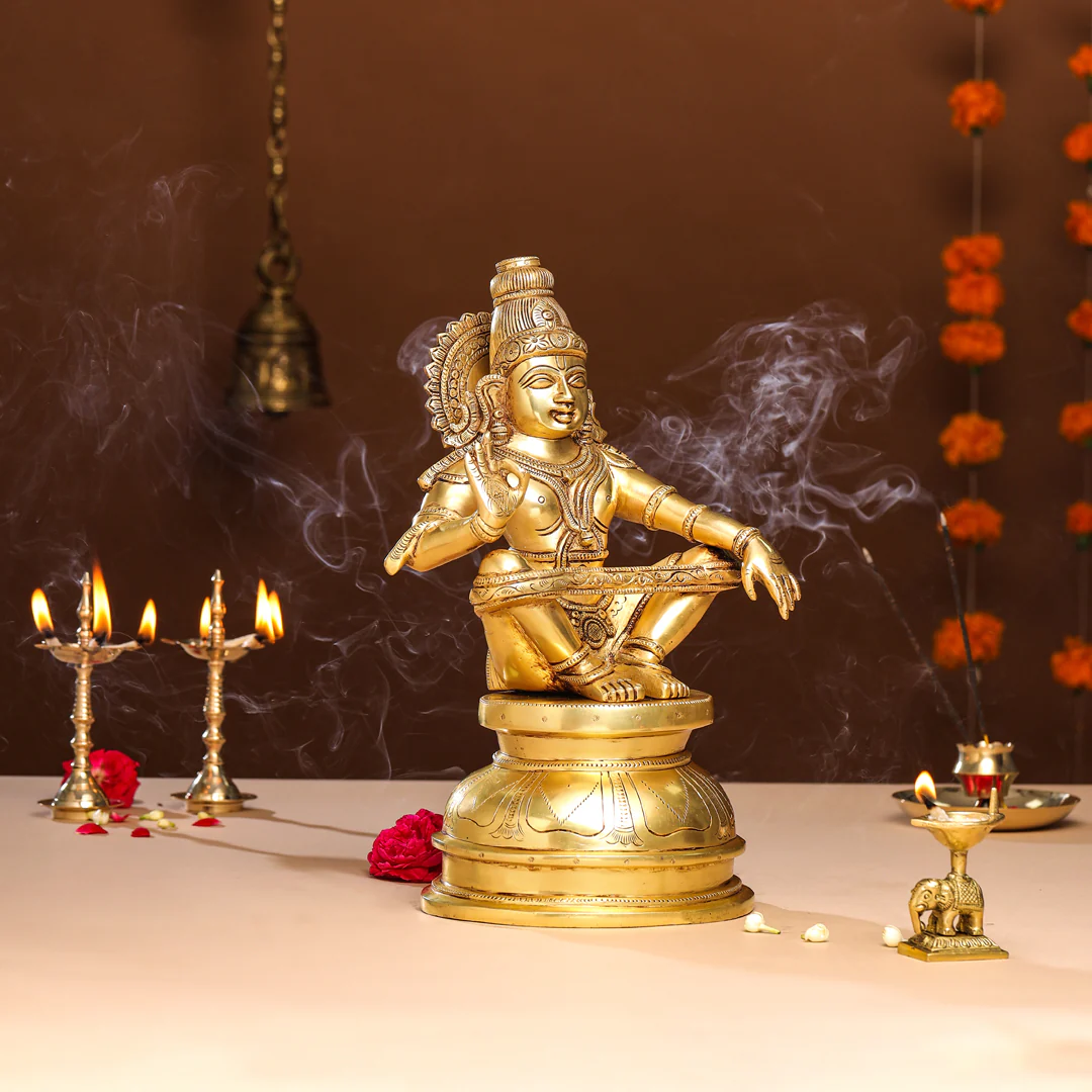 Brass Lord Ayyappa/Ayyappan Idol (14 Inch) - Image 2