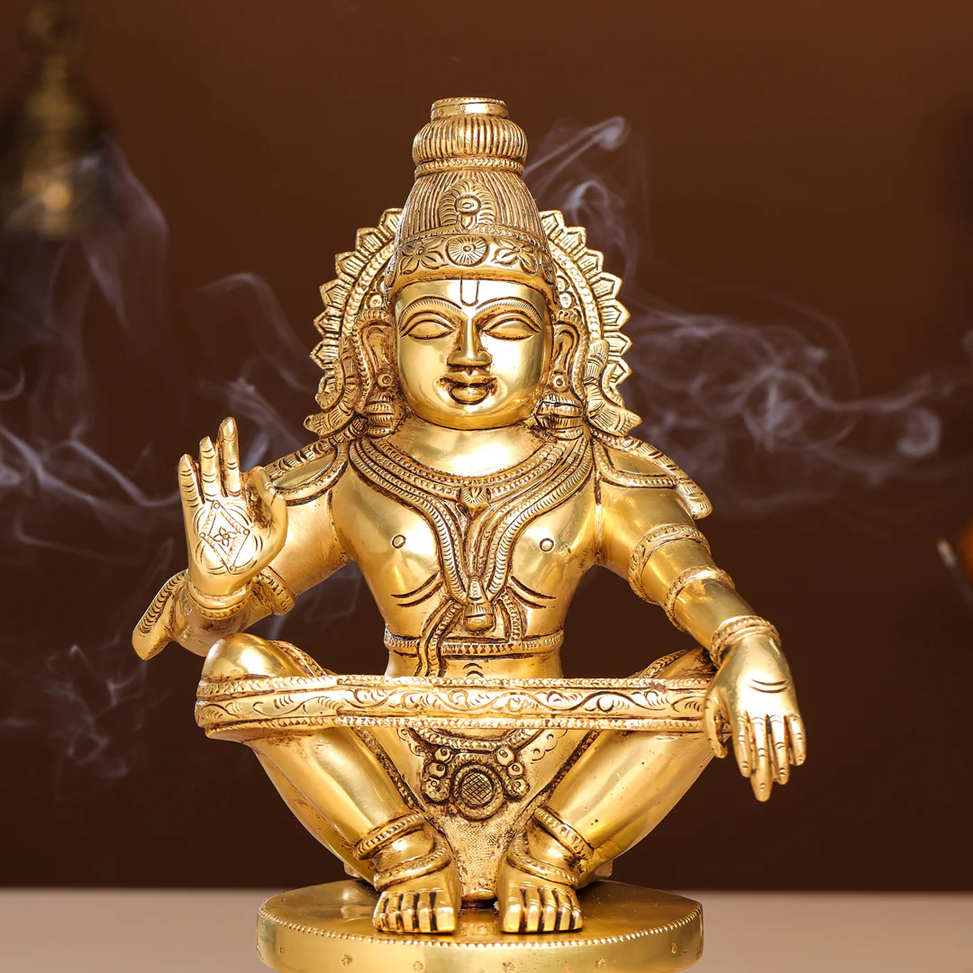 Brass Lord Ayyappa/Ayyappan Idol (14 Inch) - Image 4