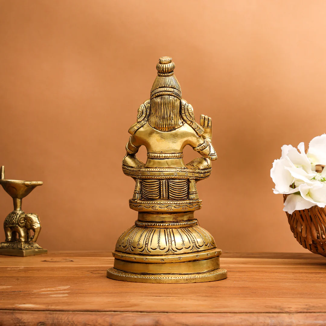 Brass Lord Ayyappa/Ayyappan Idol (8 Inch) - Image 4