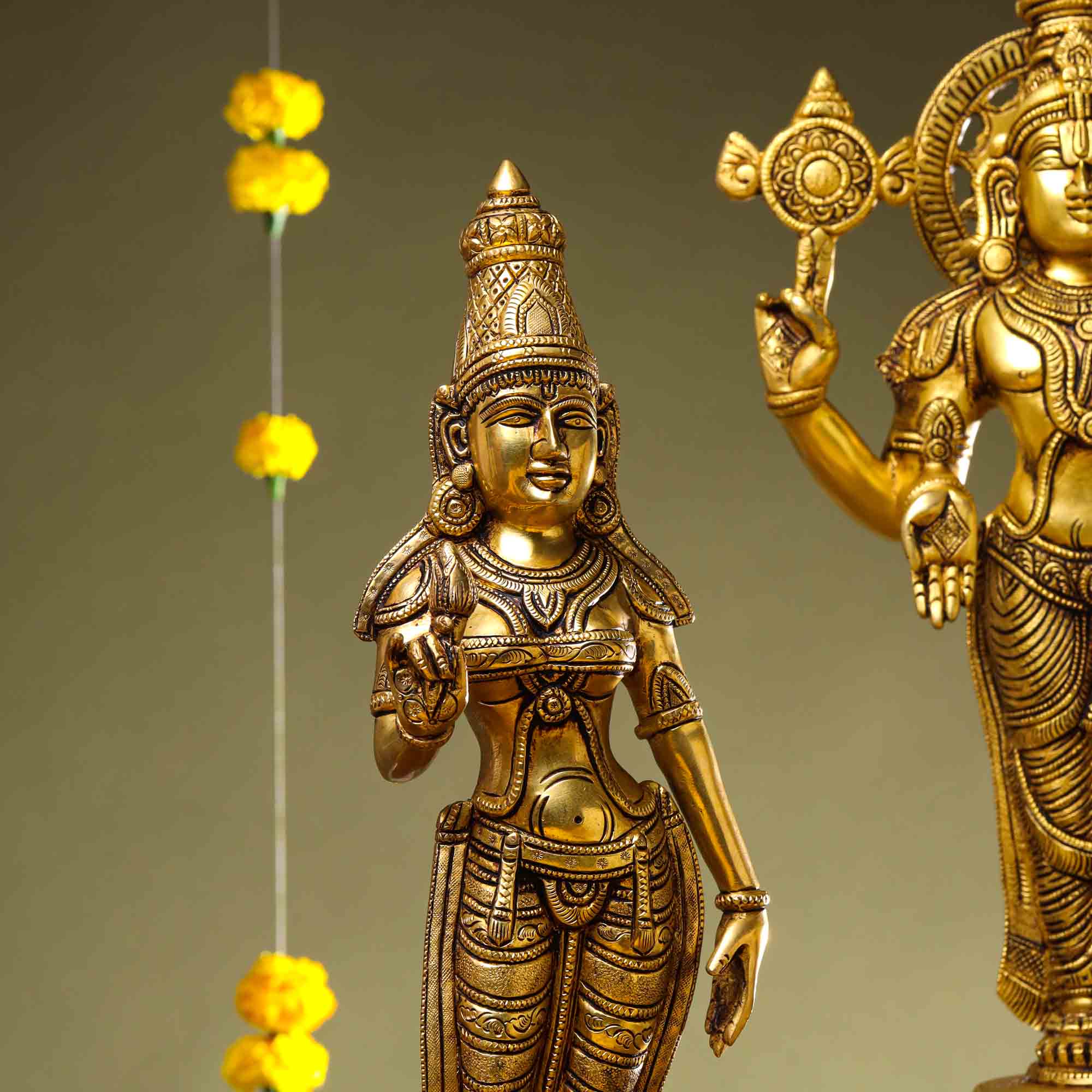 Brass Lord Balaji with Sri Devi and Bhudevi Idols Set - Image 3